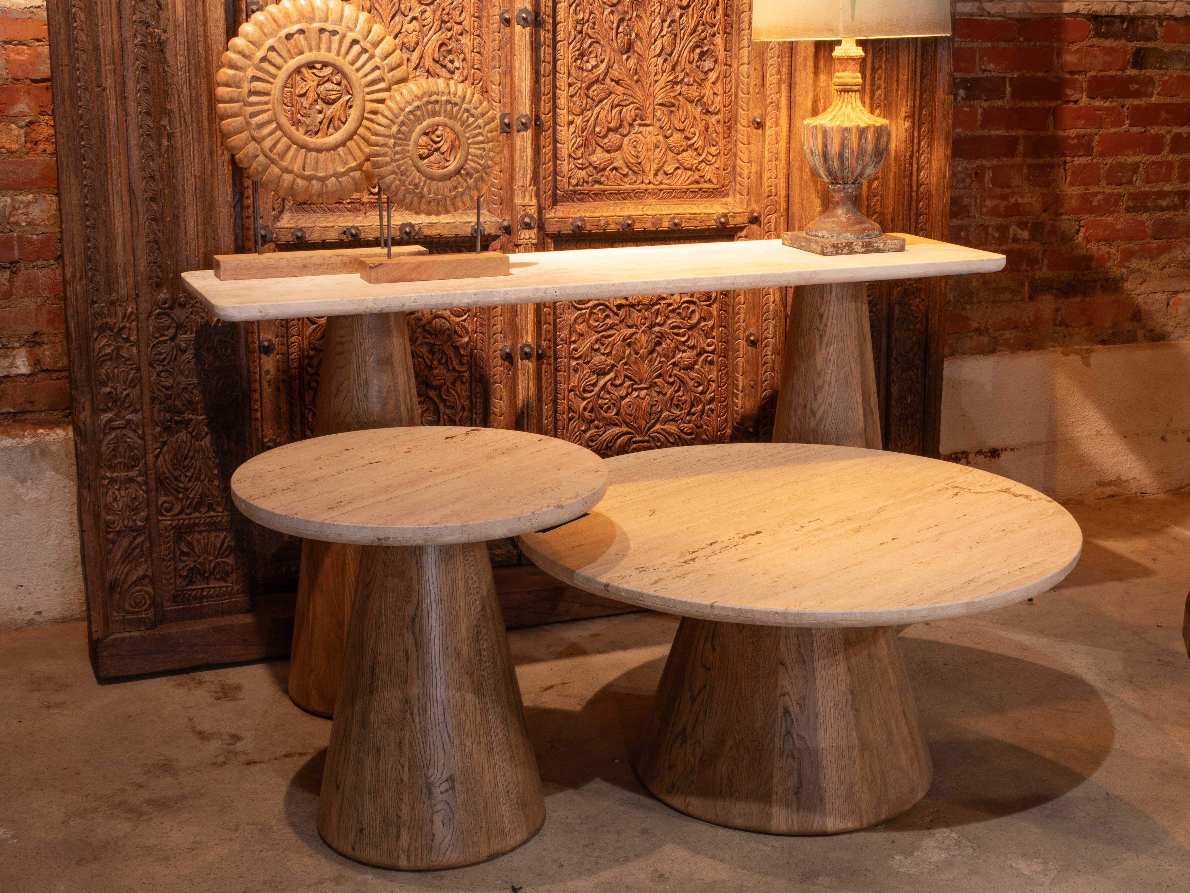 World Interiors Caldera Rectangular Stone Natural Console Table