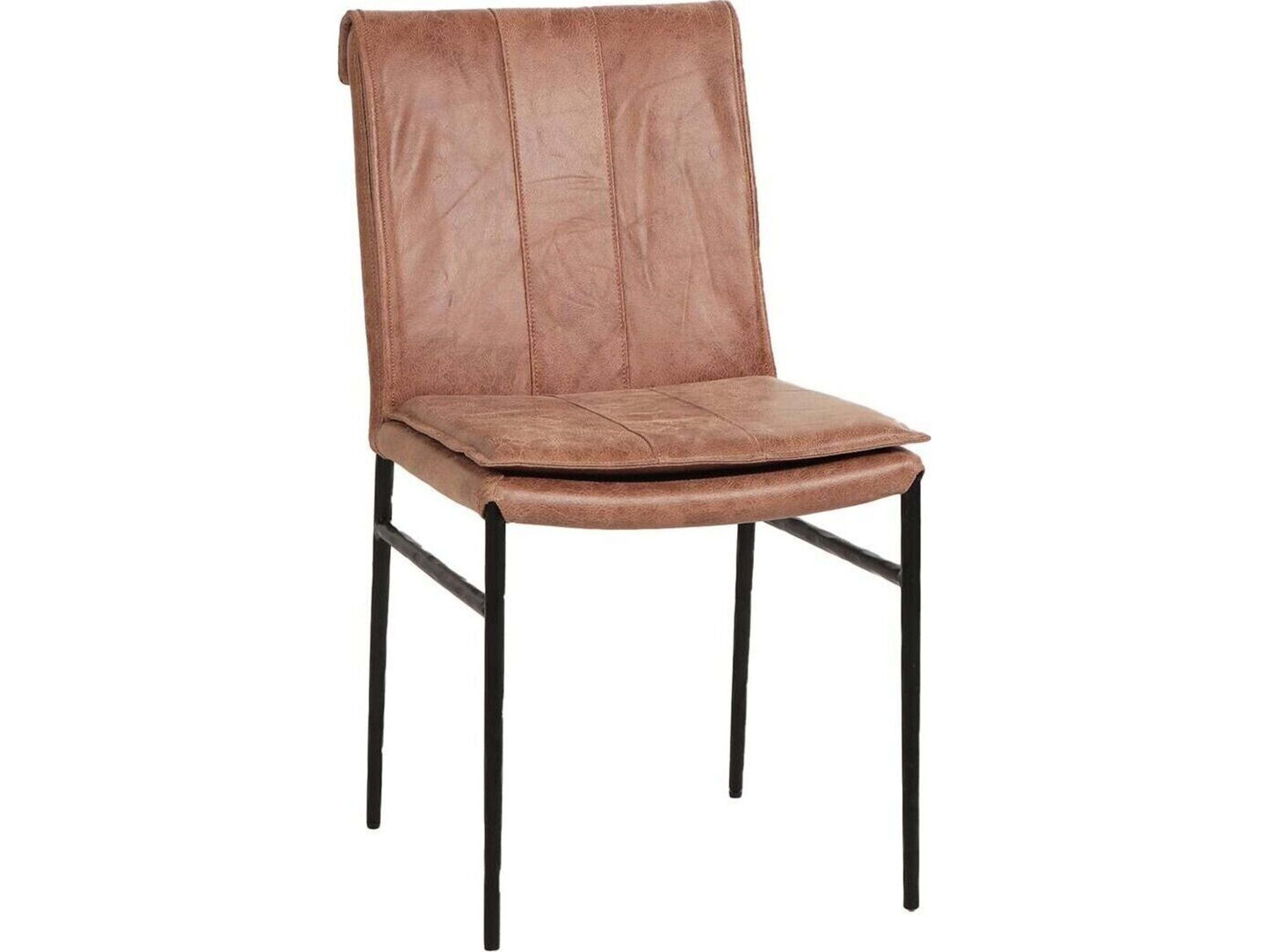 World Interiors Callum Brown Leather Armless Dining Chair