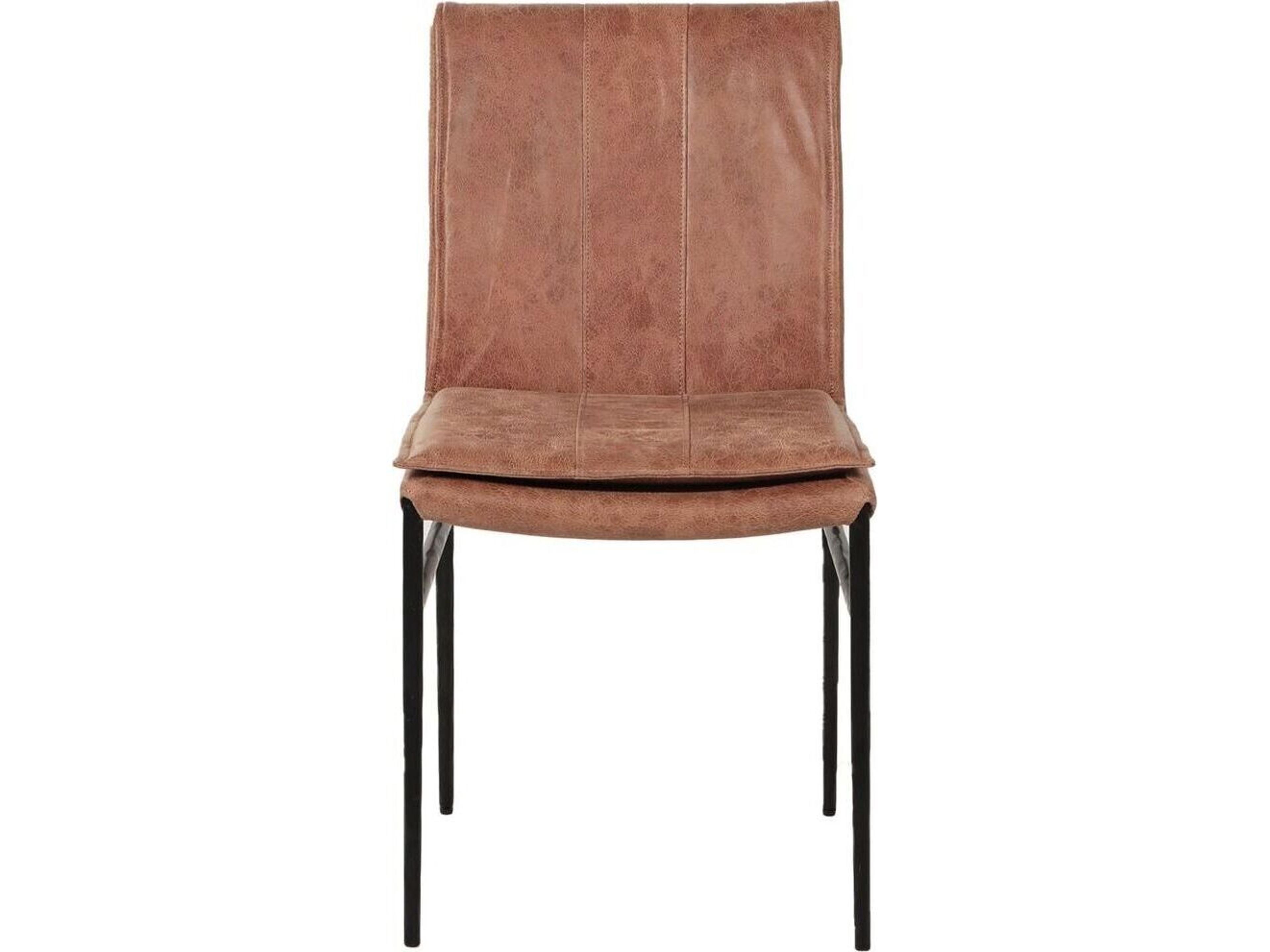 World Interiors Callum Brown Leather Armless Dining Chair