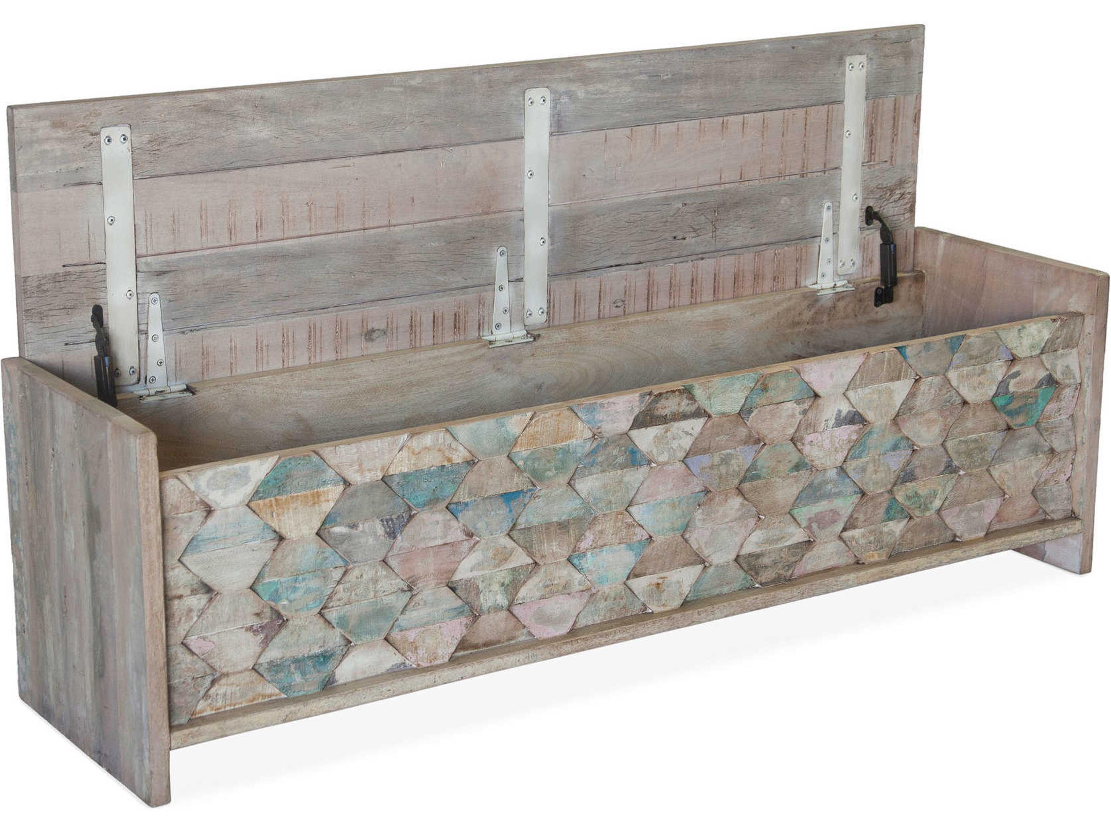 World Interiors Cordoba Vintage Teal Blue Accent Bench