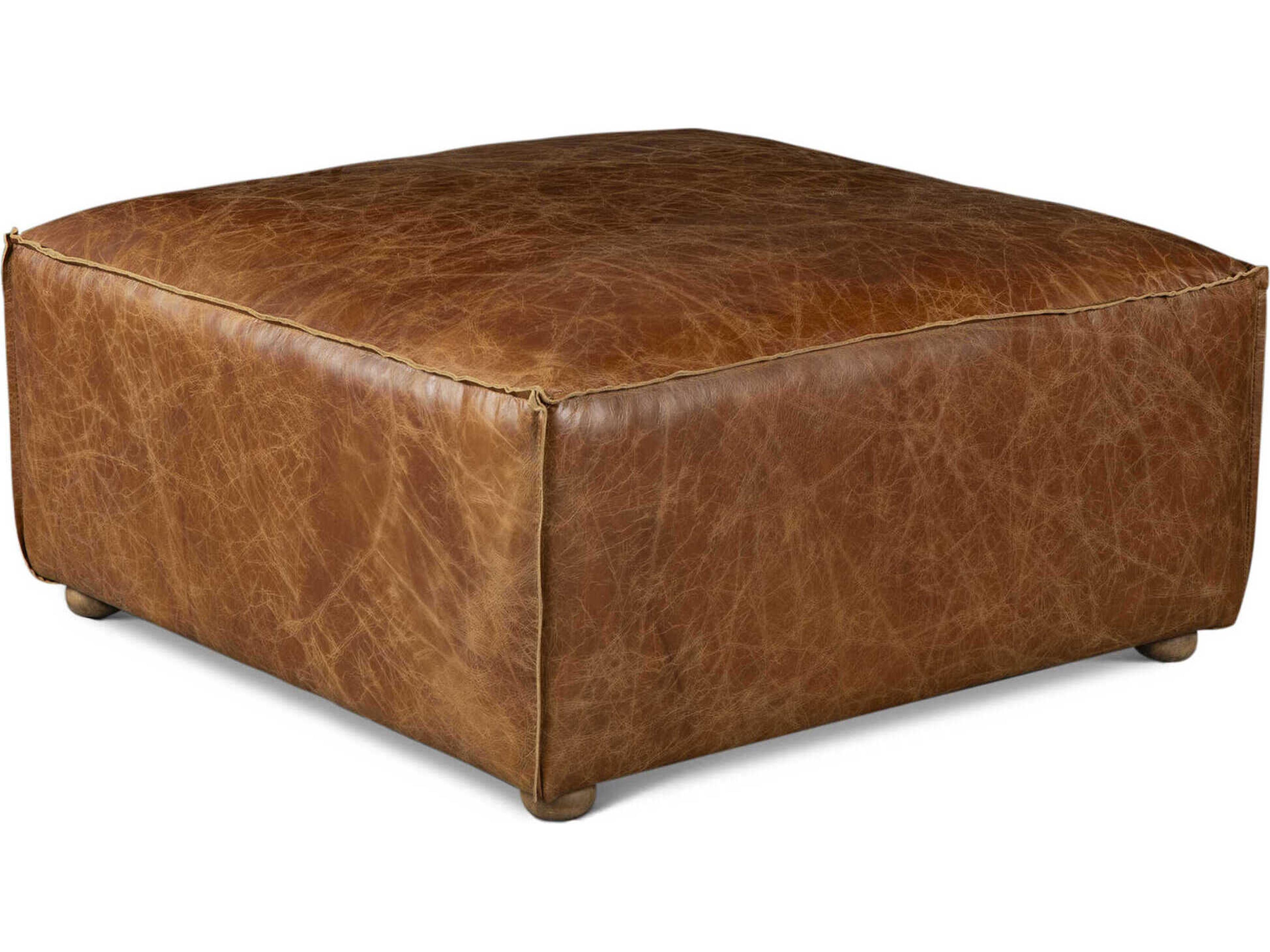 Chiavari Coco Brown Leather Ottoman