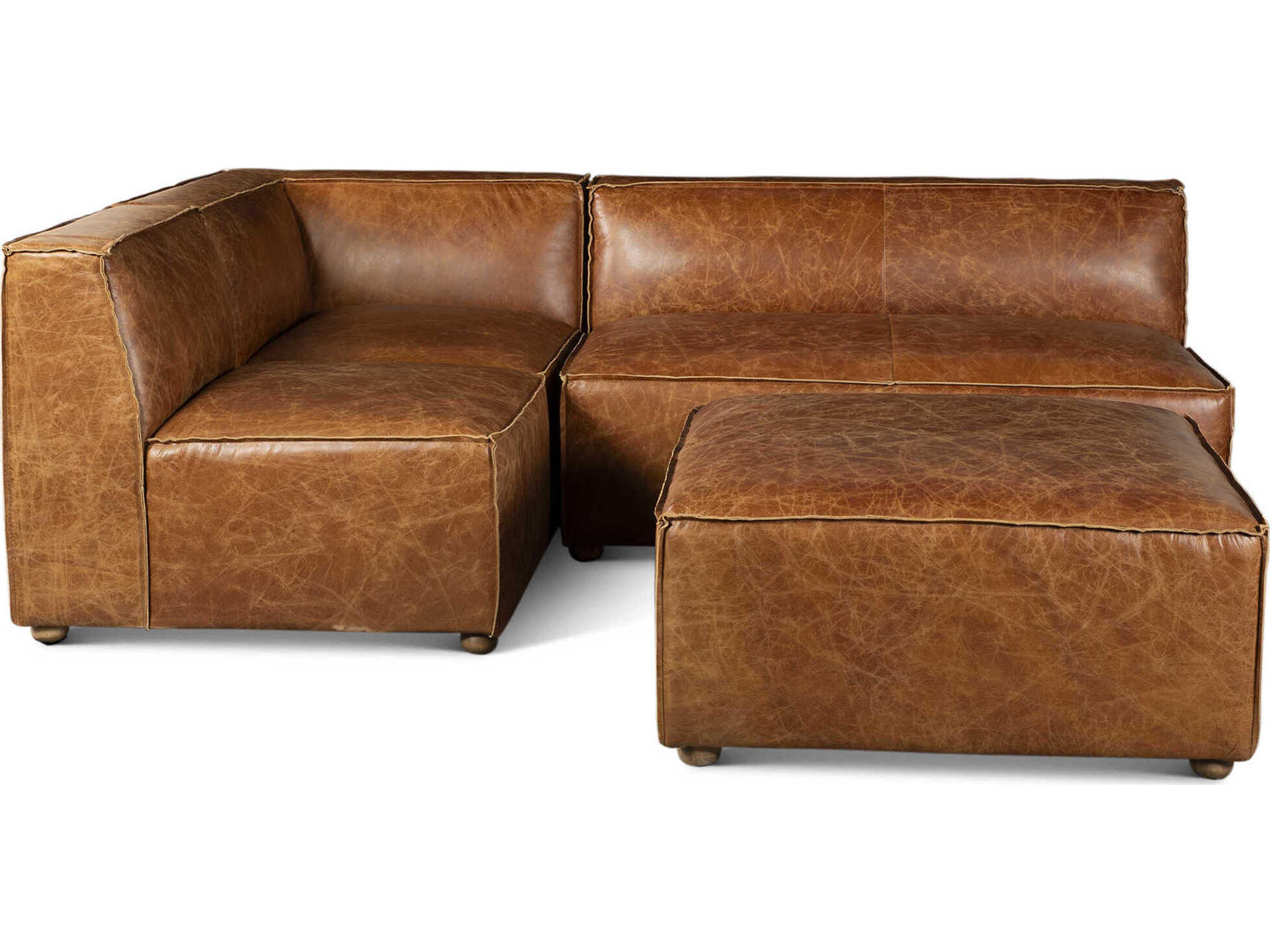 World Interiors Chiavari Leather Sectional Sofa