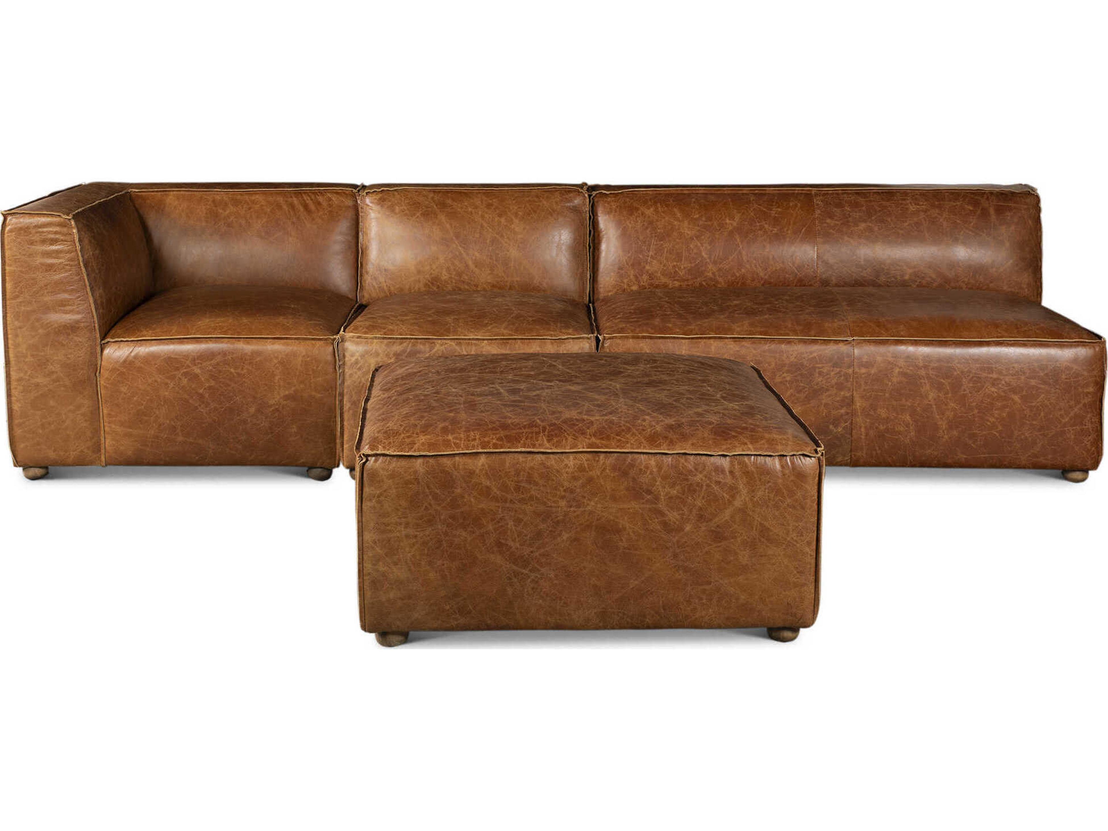 World Interiors Chiavari Leather Sectional Sofa
