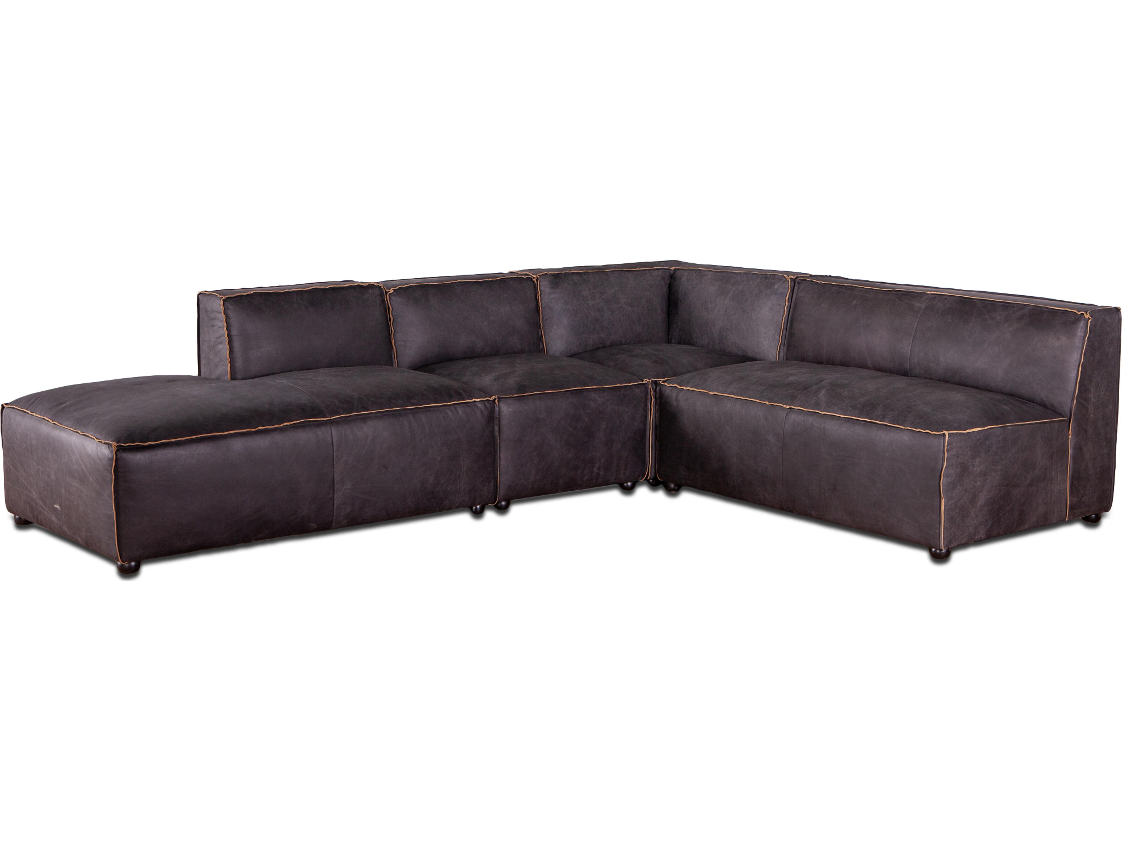World Interiors Chiavari Leather Sectional Sofa