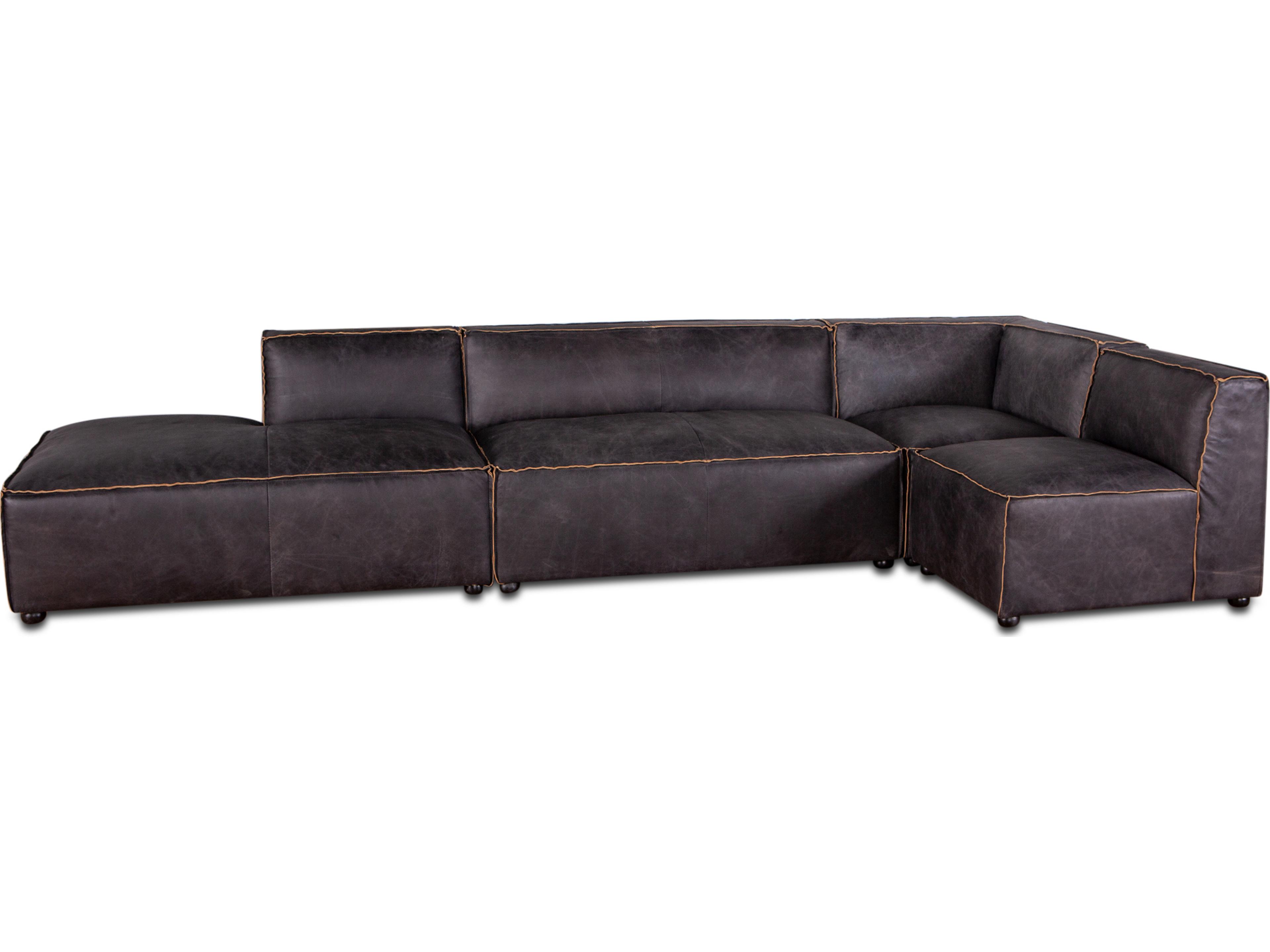 World Interiors Chiavari Leather Sectional Sofa