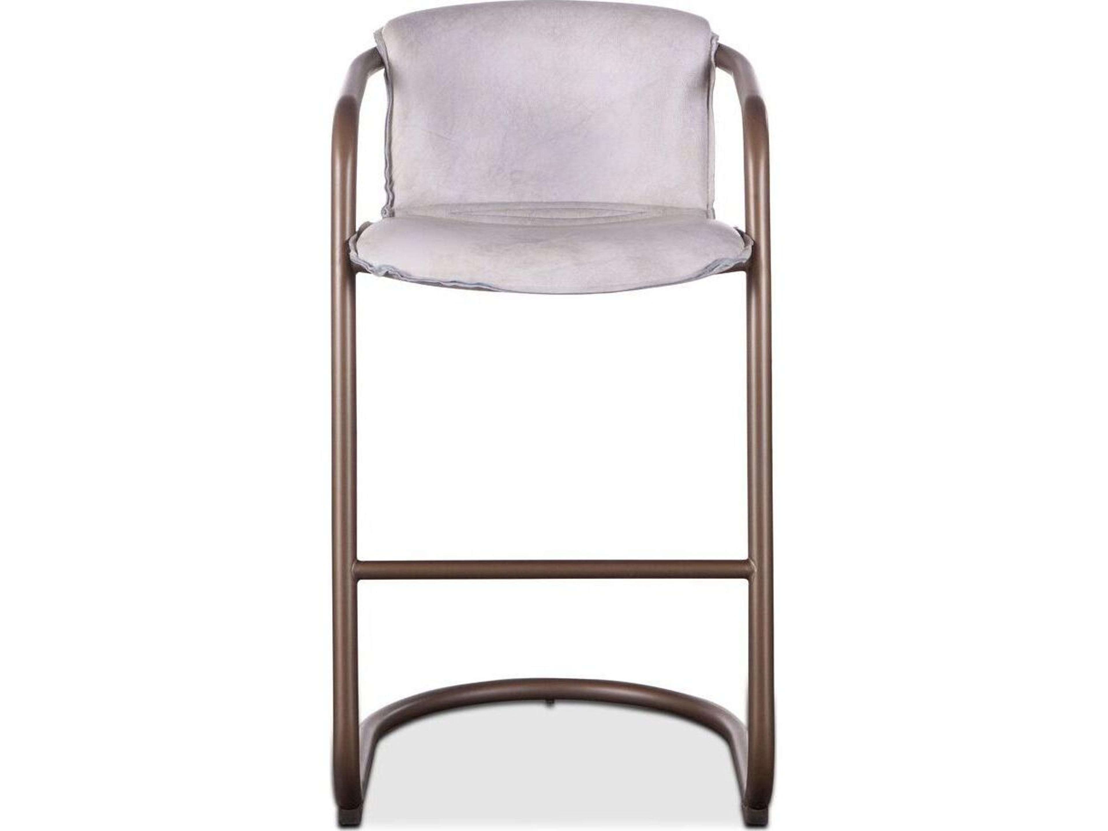 Chiavari Vintage White And Bronze Leather Bar Stool