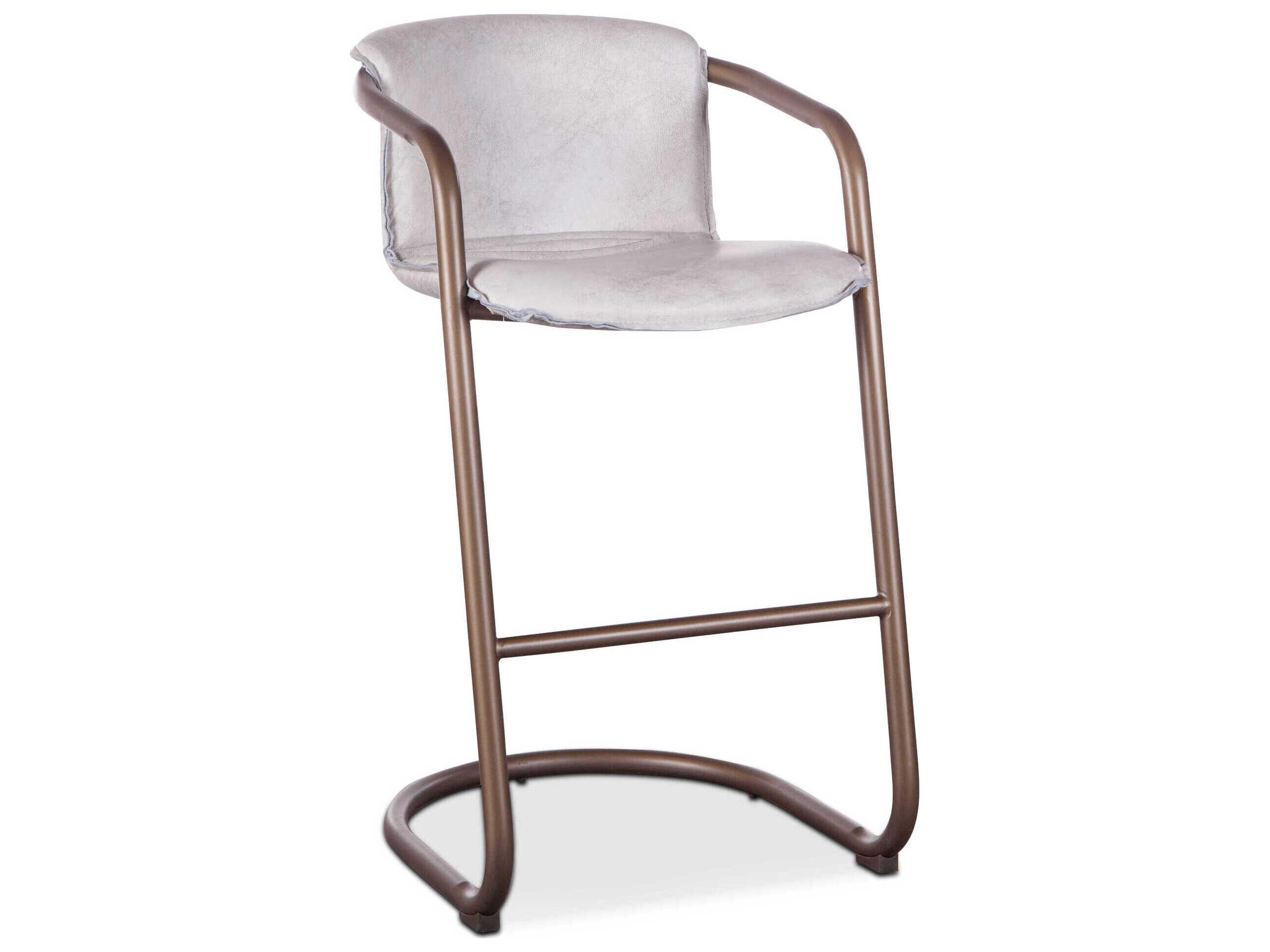 Chiavari Leather Vintage White And Bronze Bar Stool