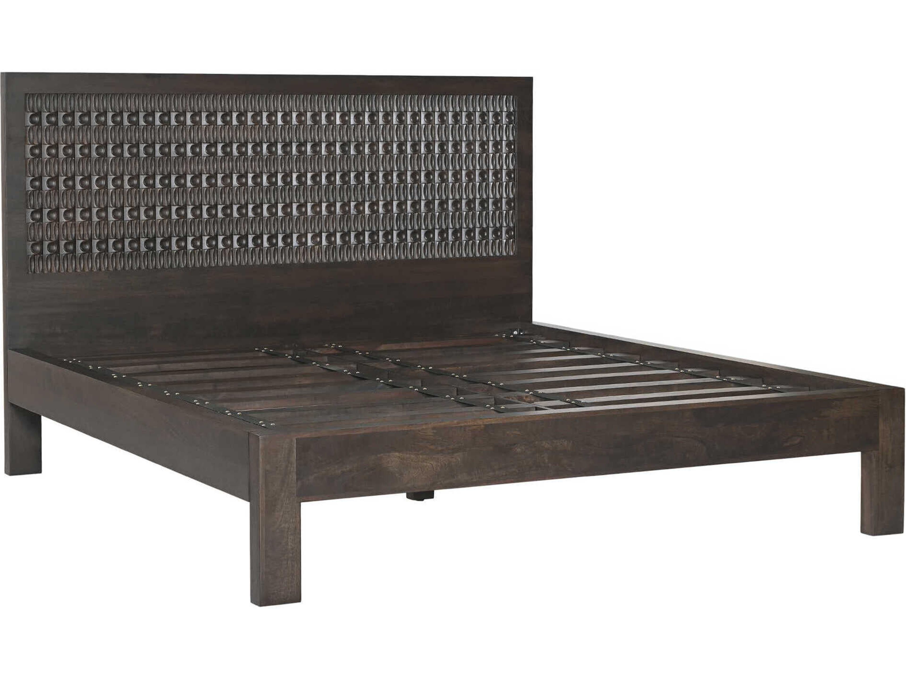 Cairo Brown Mango Wood Queen Platform Bed