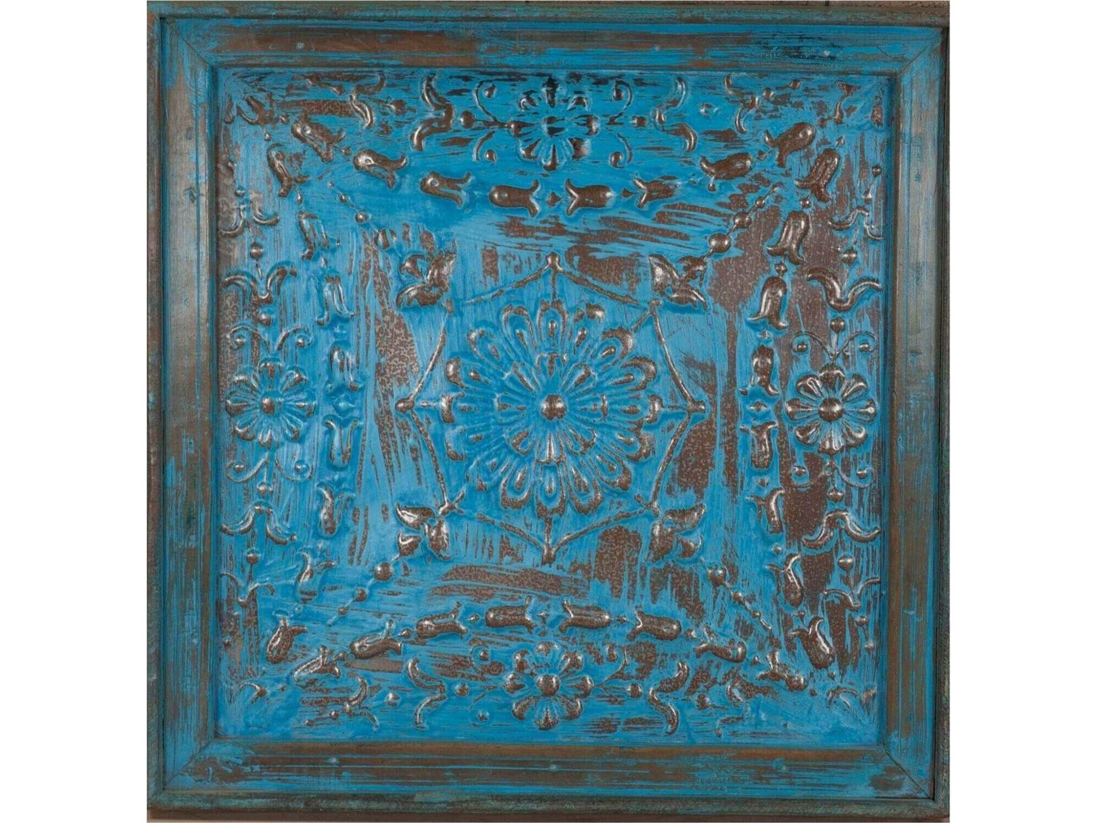 Curio Antique Blue Wood Wall Art