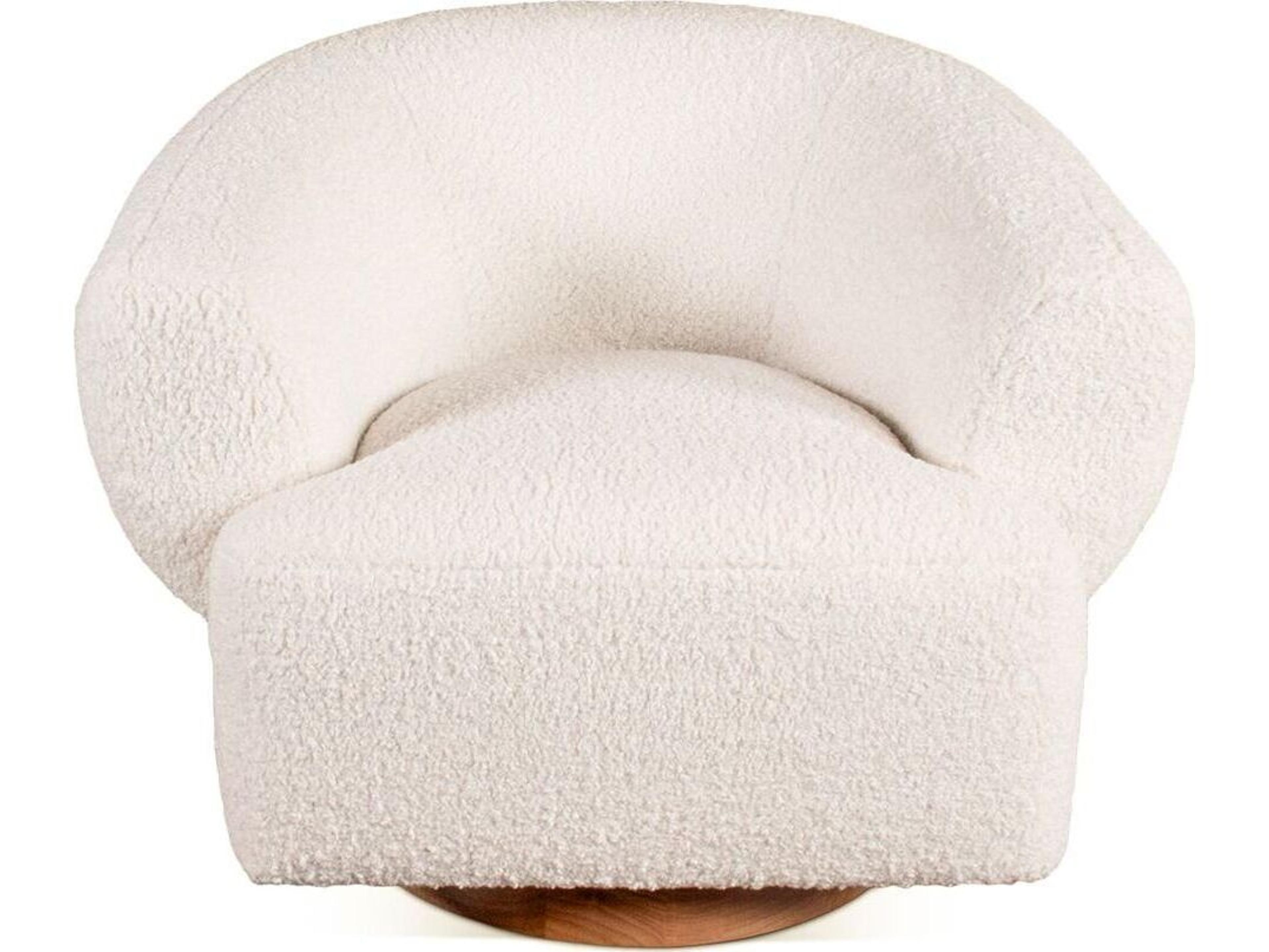 Florence Swivel White Accent Chair