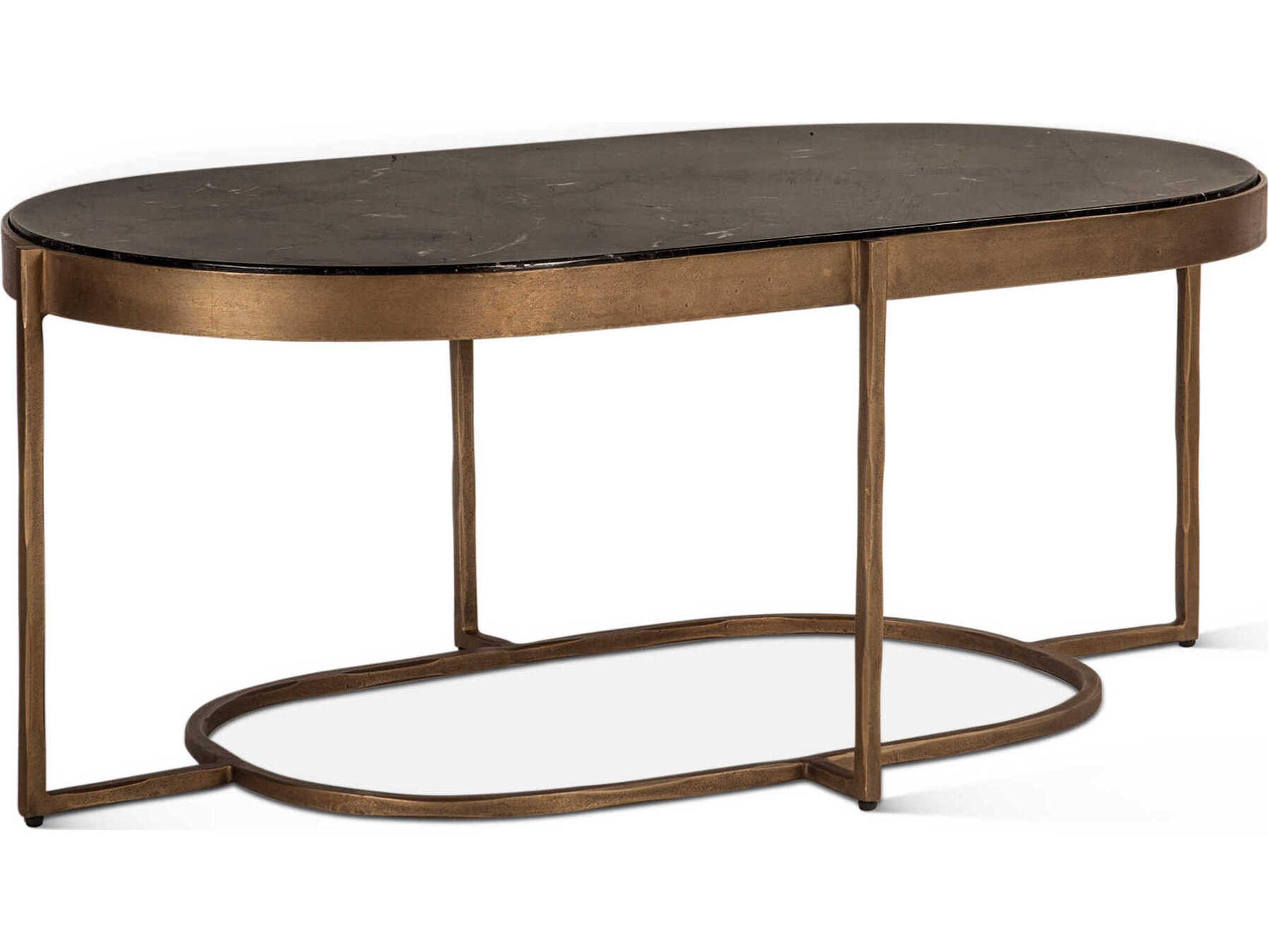 Fresno Oval Marble Brass Coffee Table