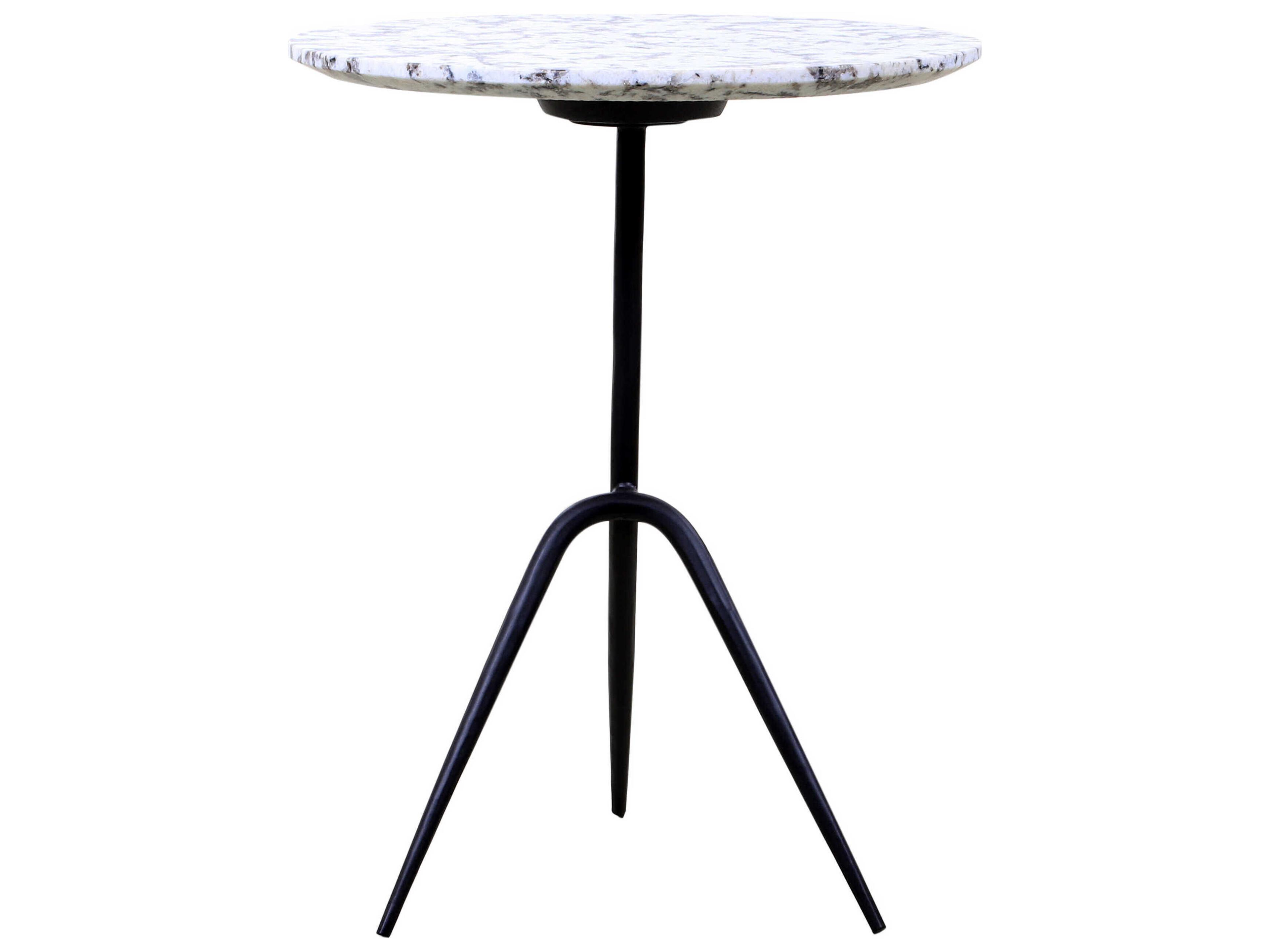 World Interiors Glacier Round Marble End Table