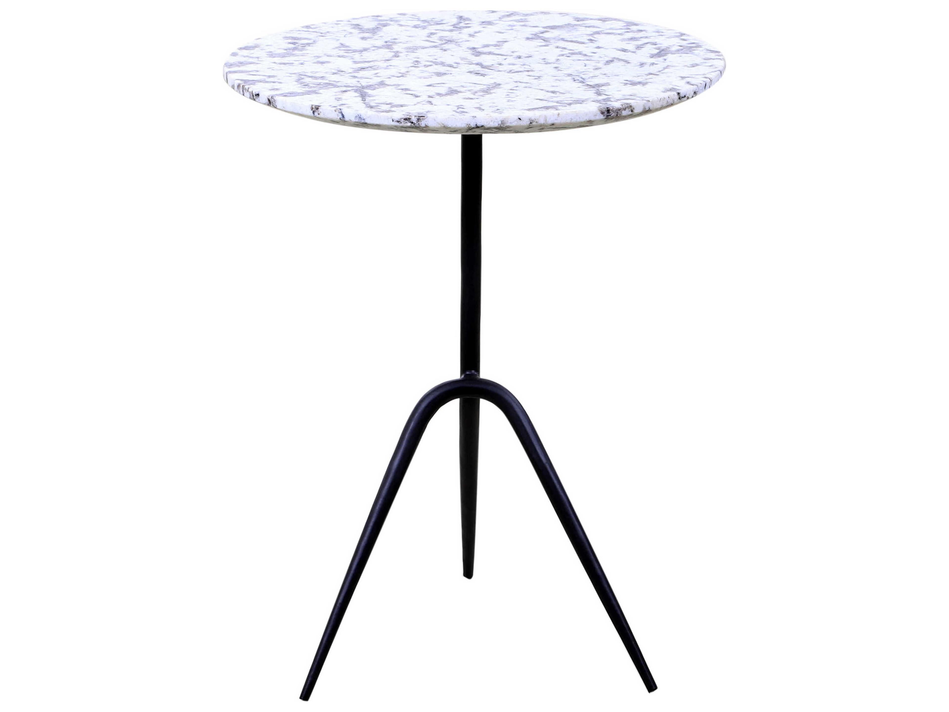 World Interiors Glacier Round Marble End Table
