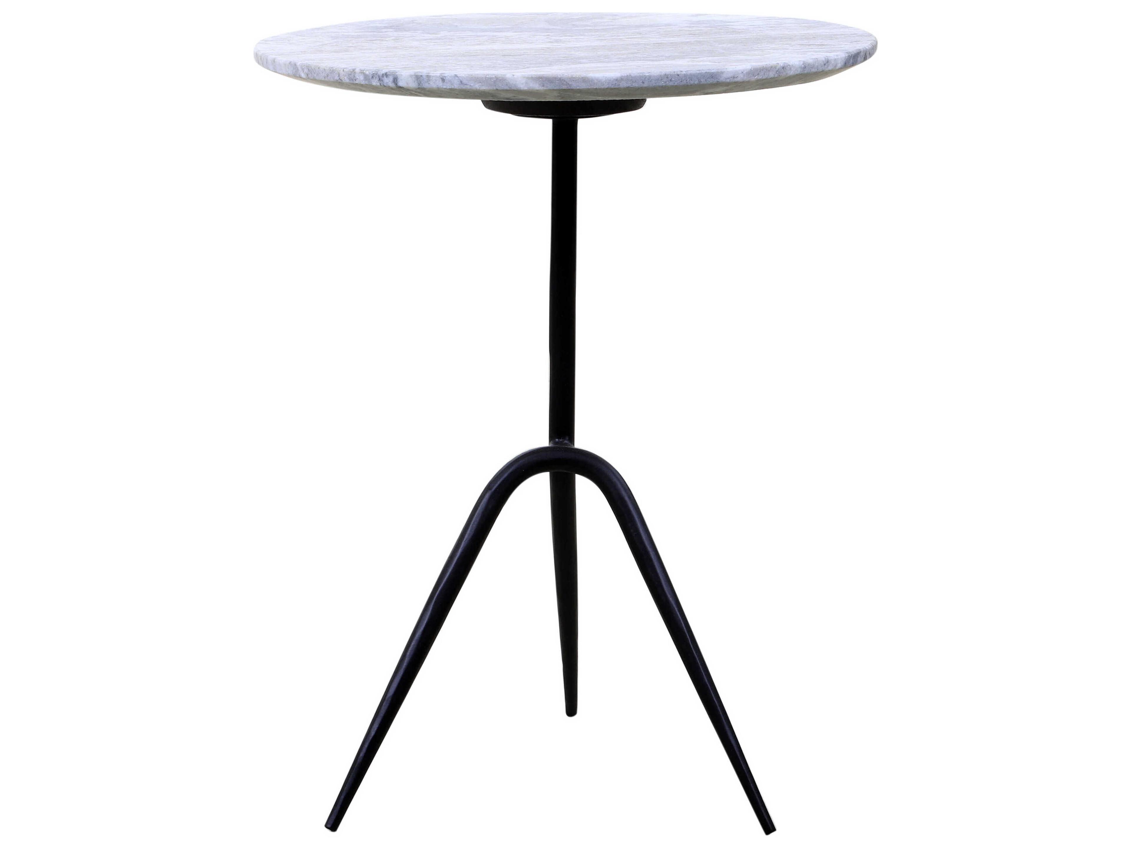 World Interiors Glacier Round Marble End Table