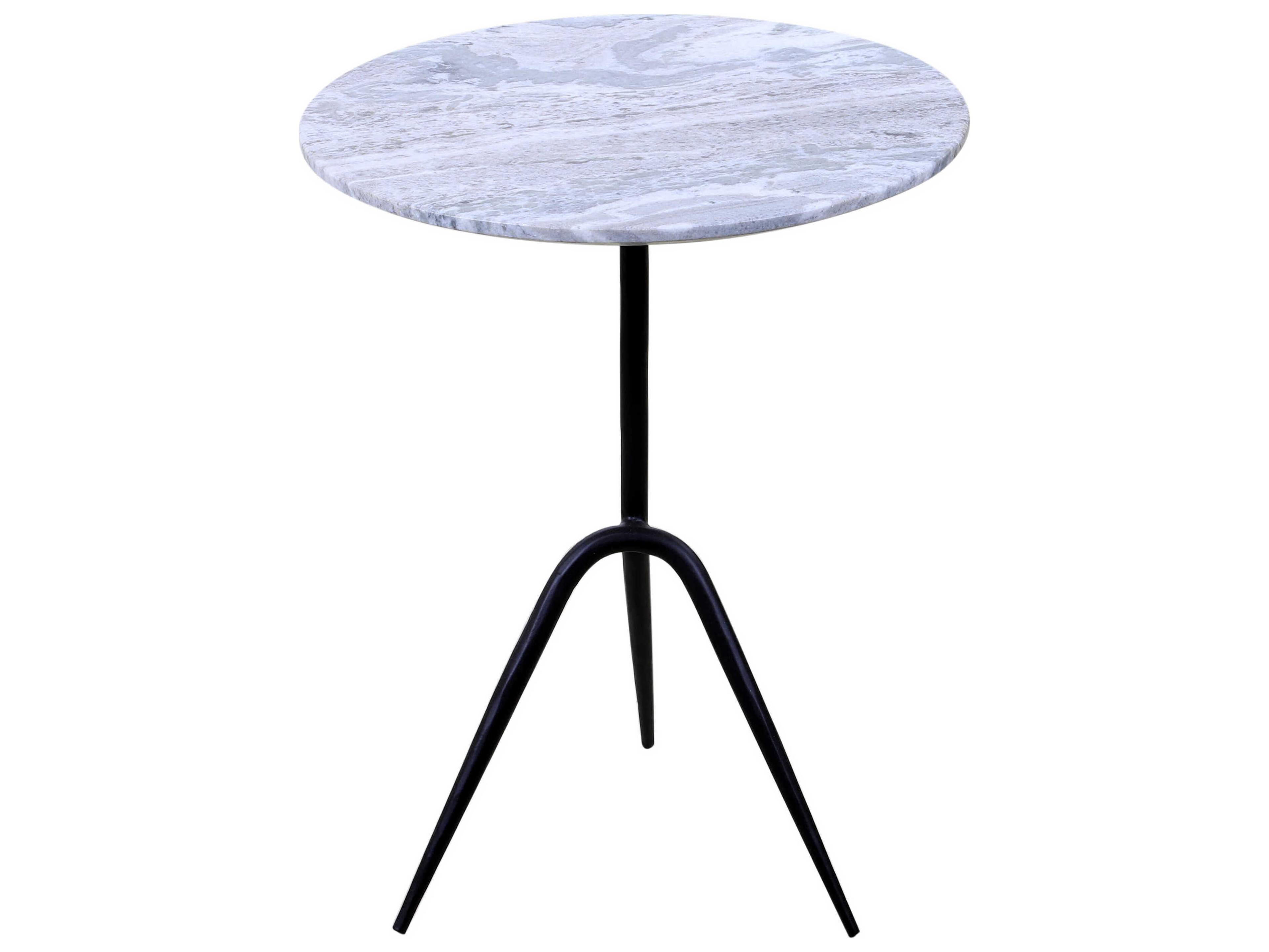 World Interiors Glacier Round Marble End Table