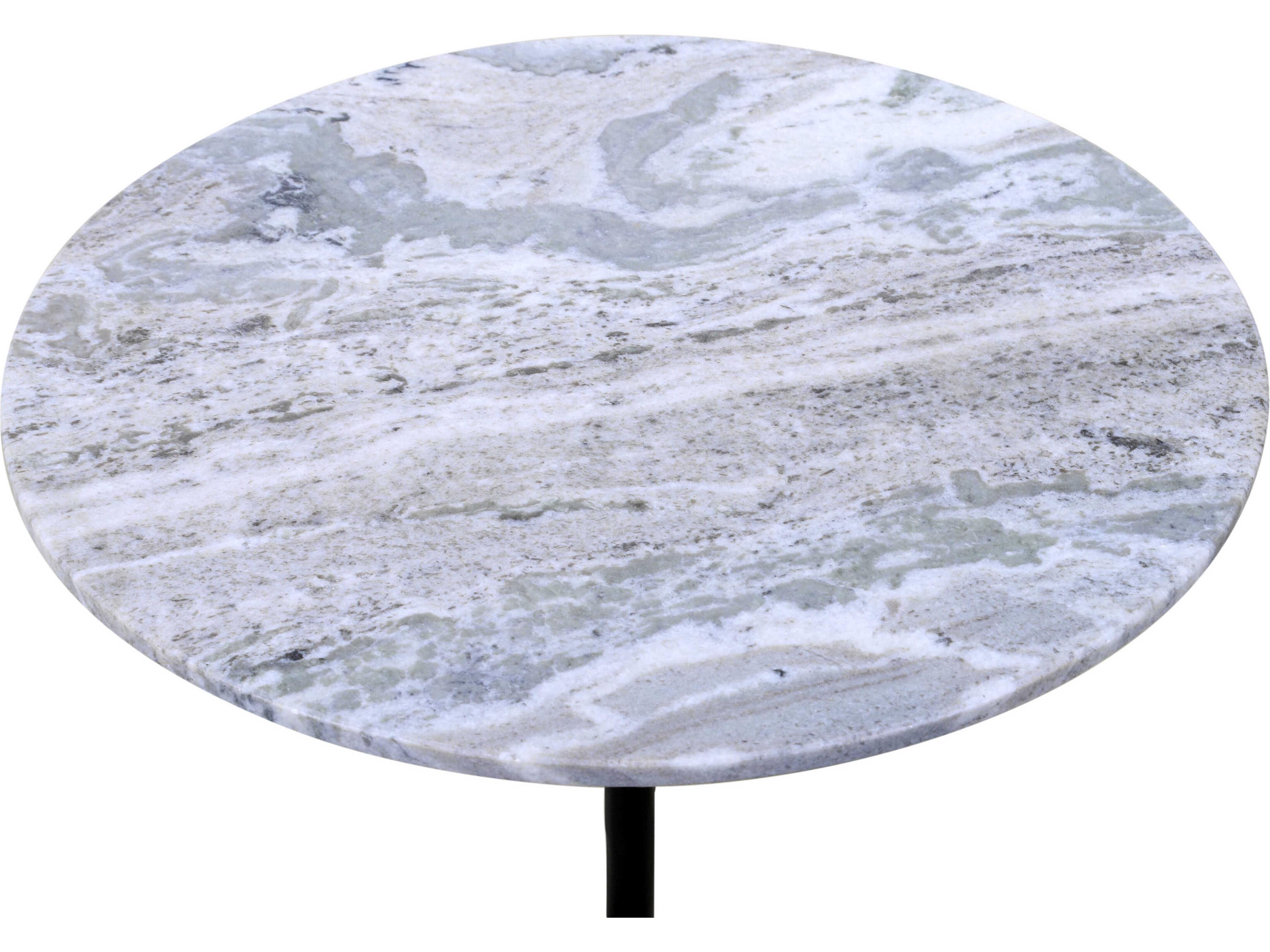 World Interiors Glacier Round Marble End Table