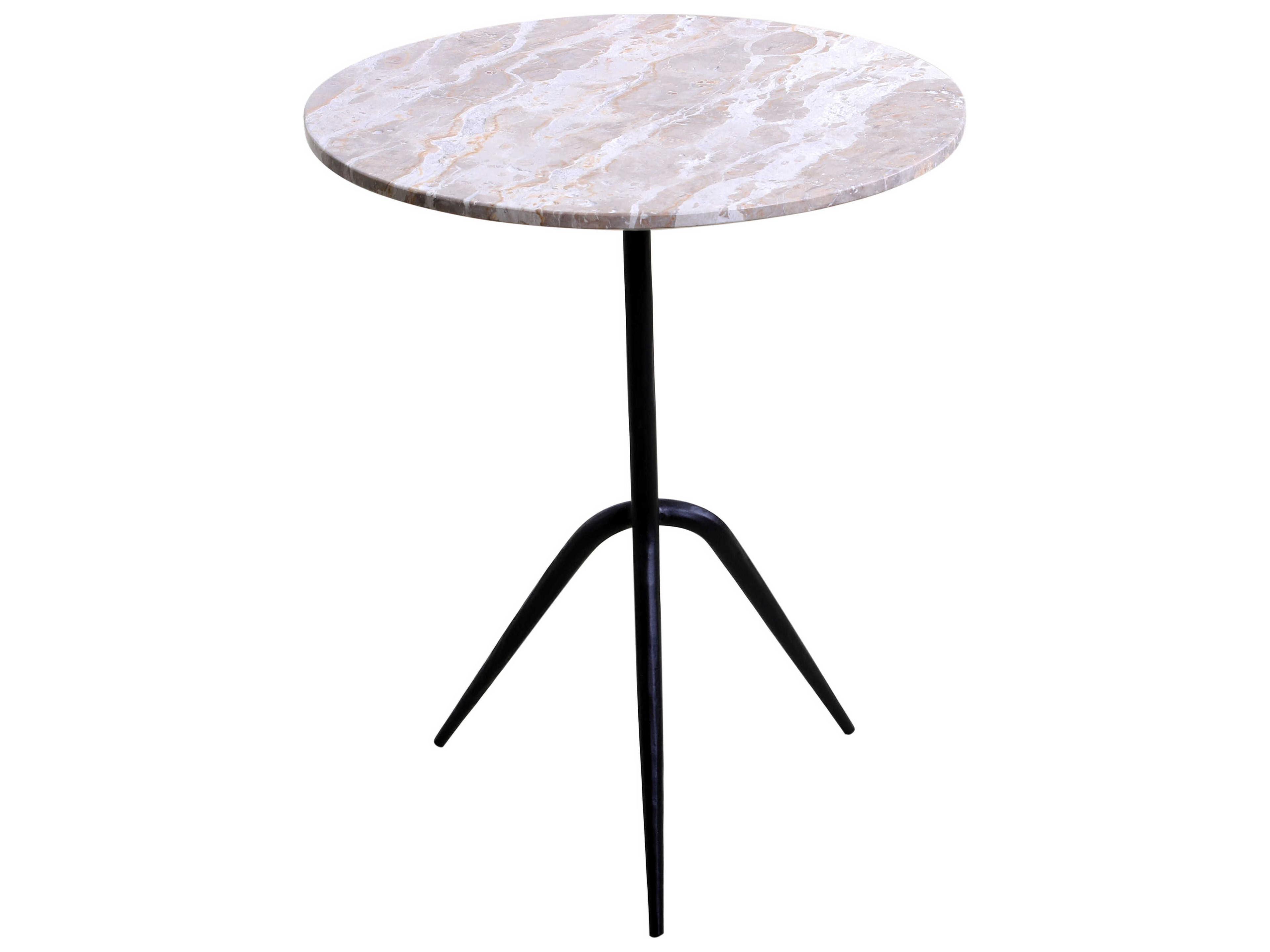 World Interiors Glacier Round Marble End Table