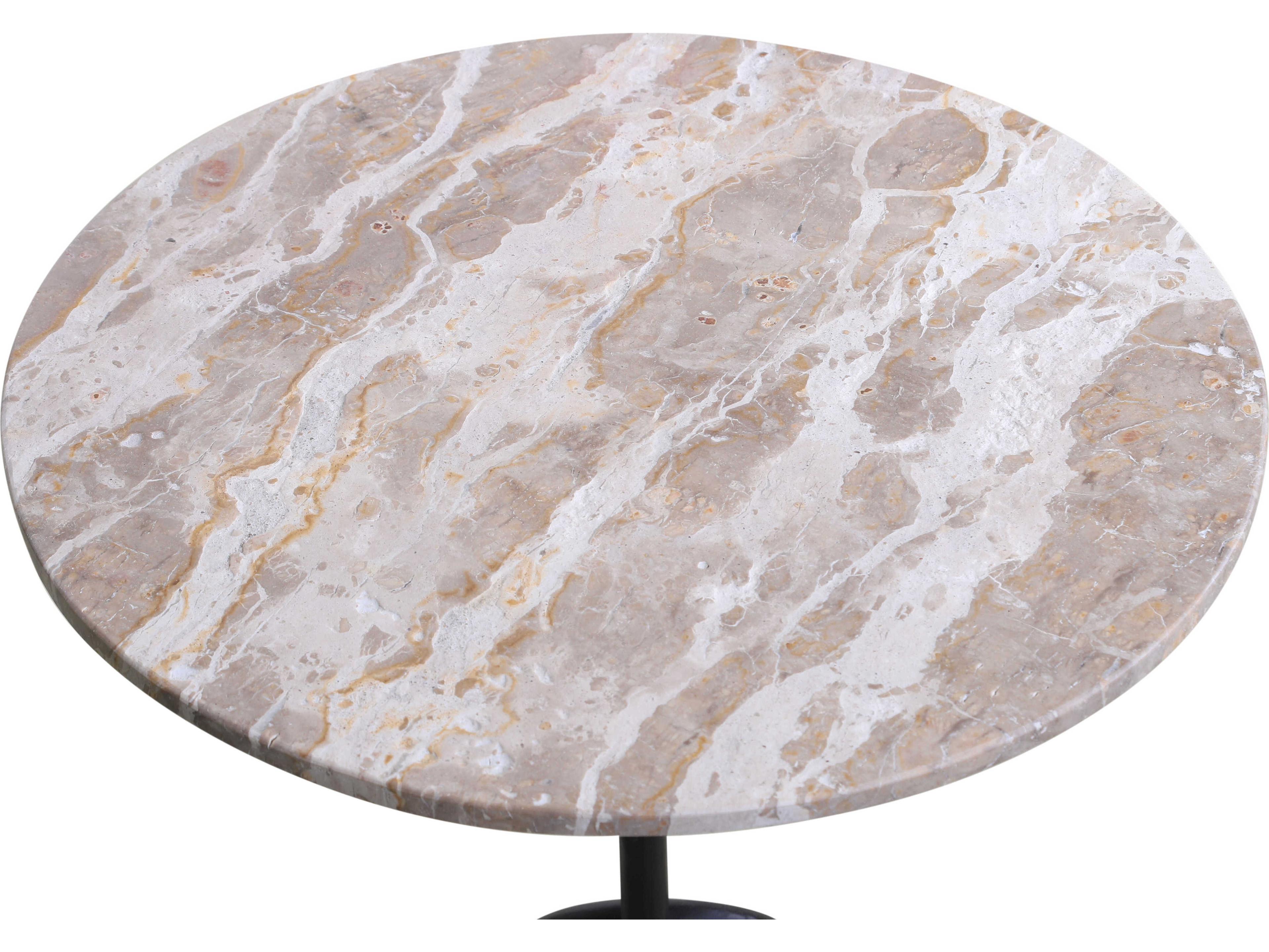 World Interiors Glacier Round Marble End Table