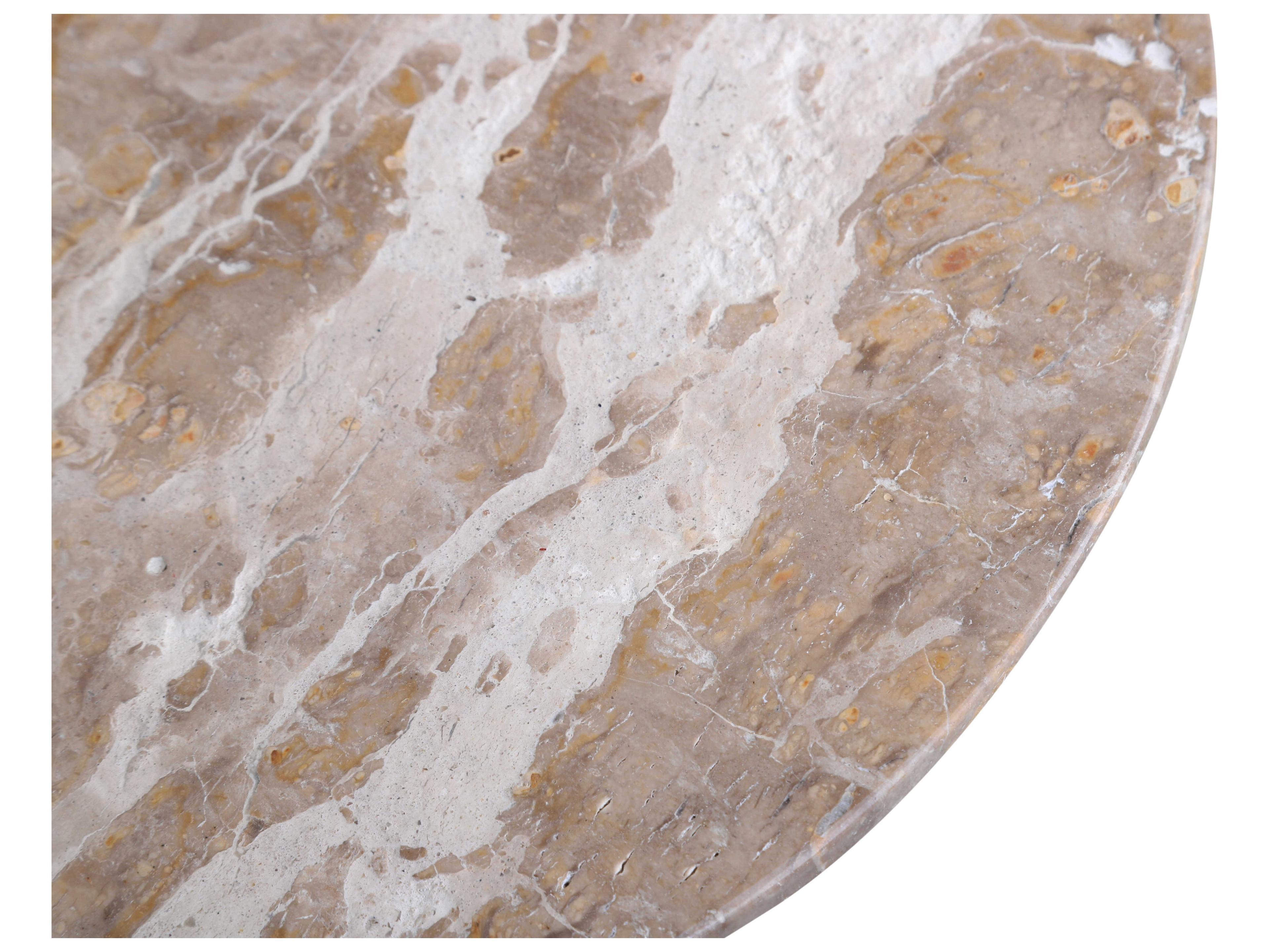 World Interiors Glacier Round Marble End Table