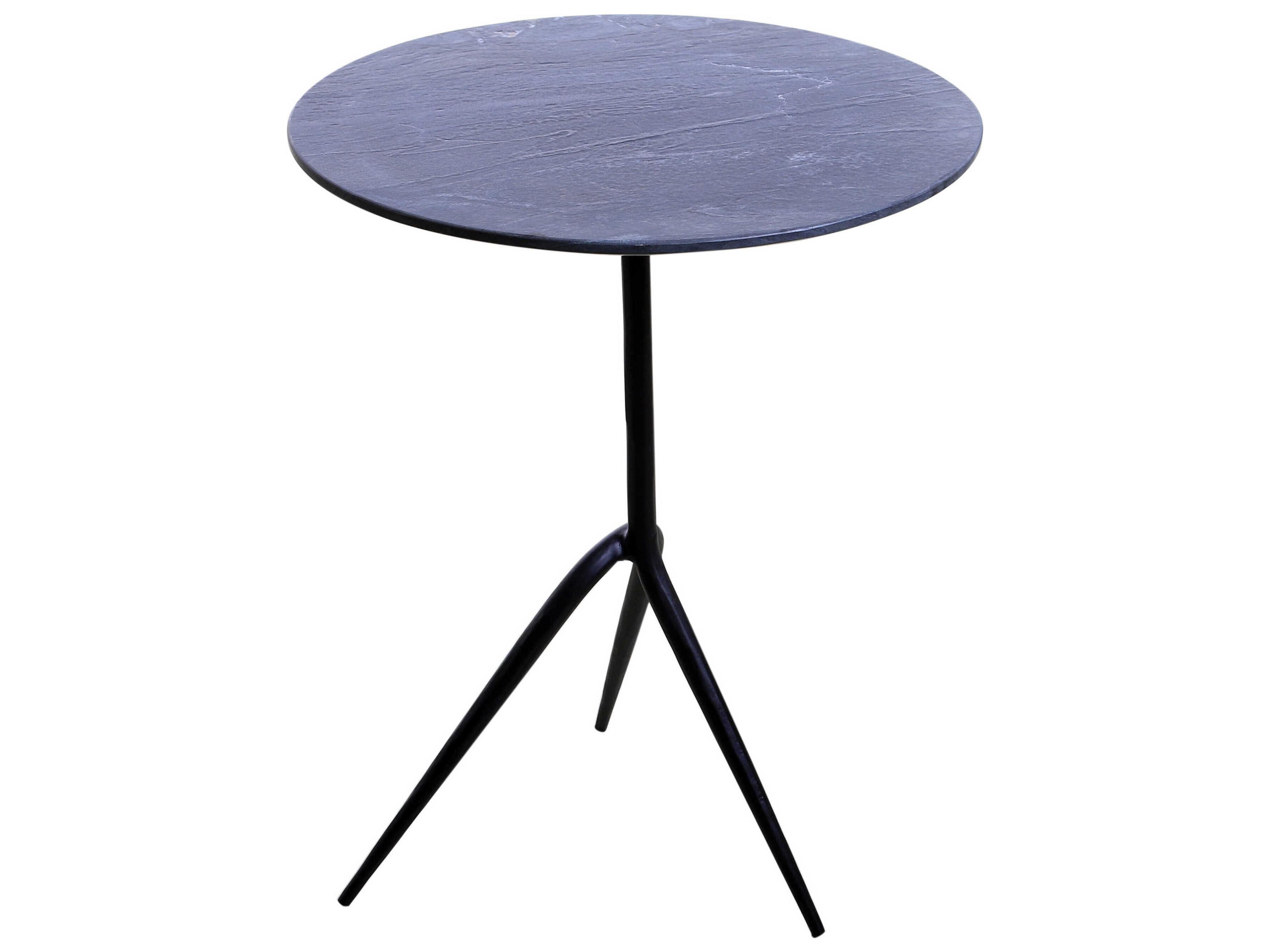 World Interiors Glacier Round Marble End Table