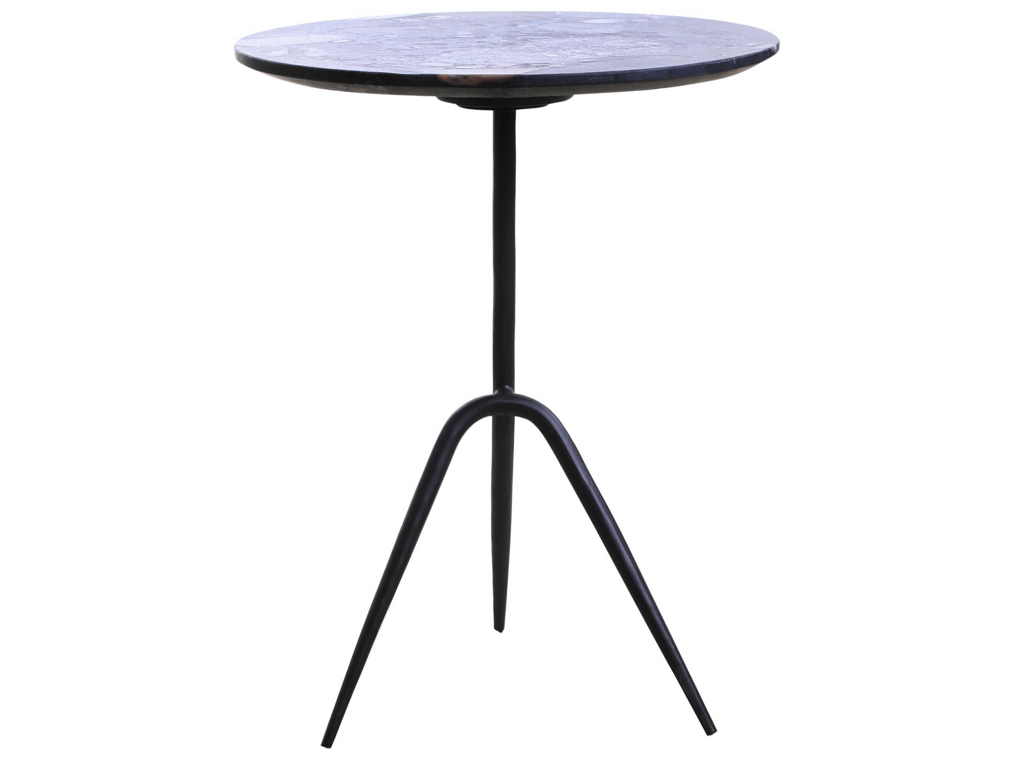 World Interiors Glacier Round Marble End Table