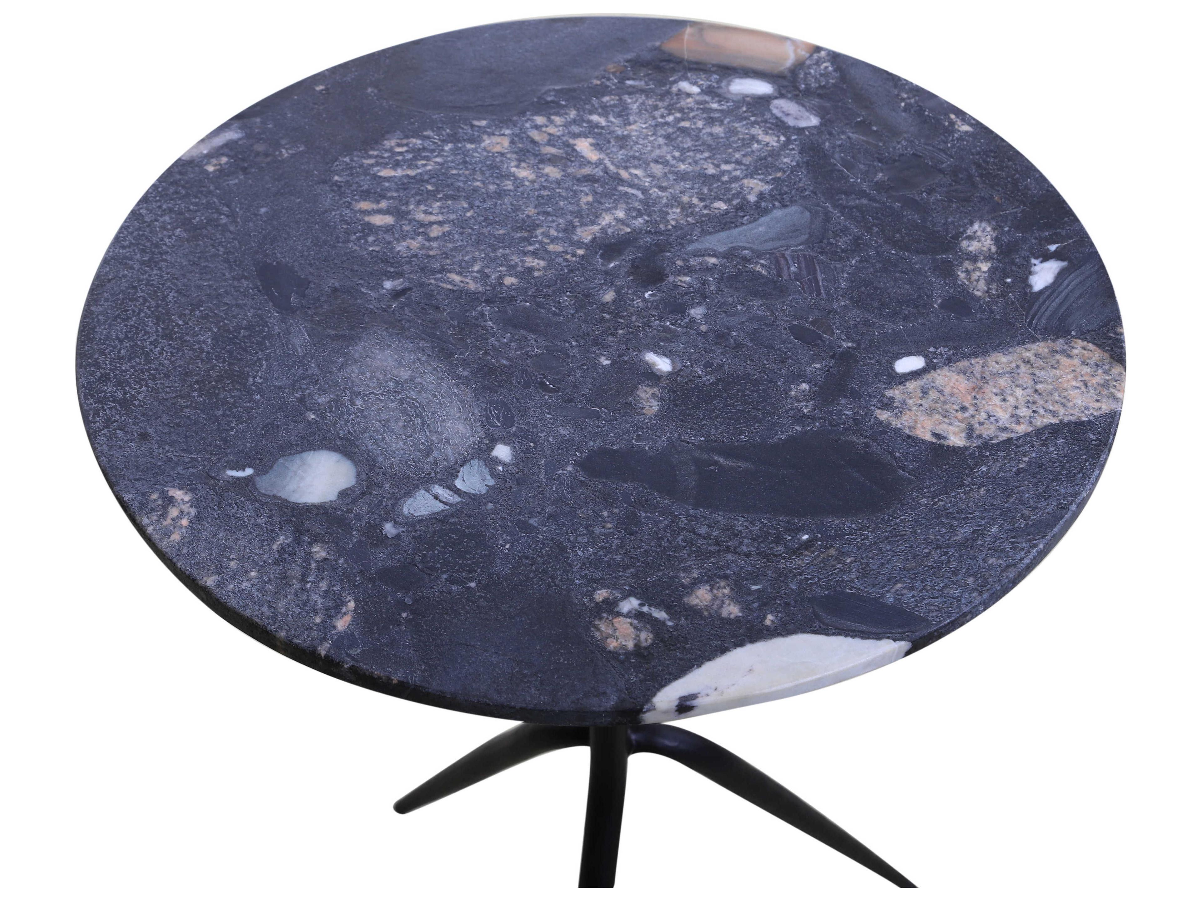 World Interiors Glacier Round Marble End Table