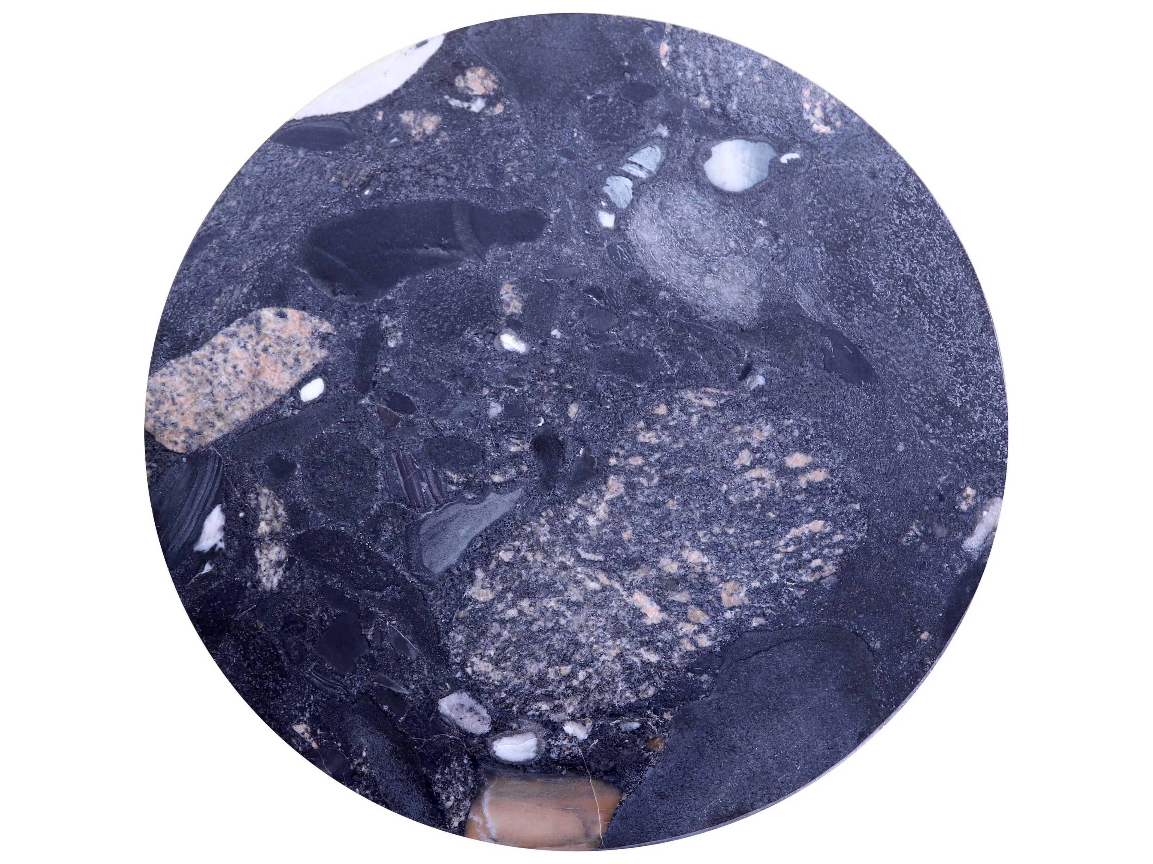 World Interiors Glacier Round Marble End Table