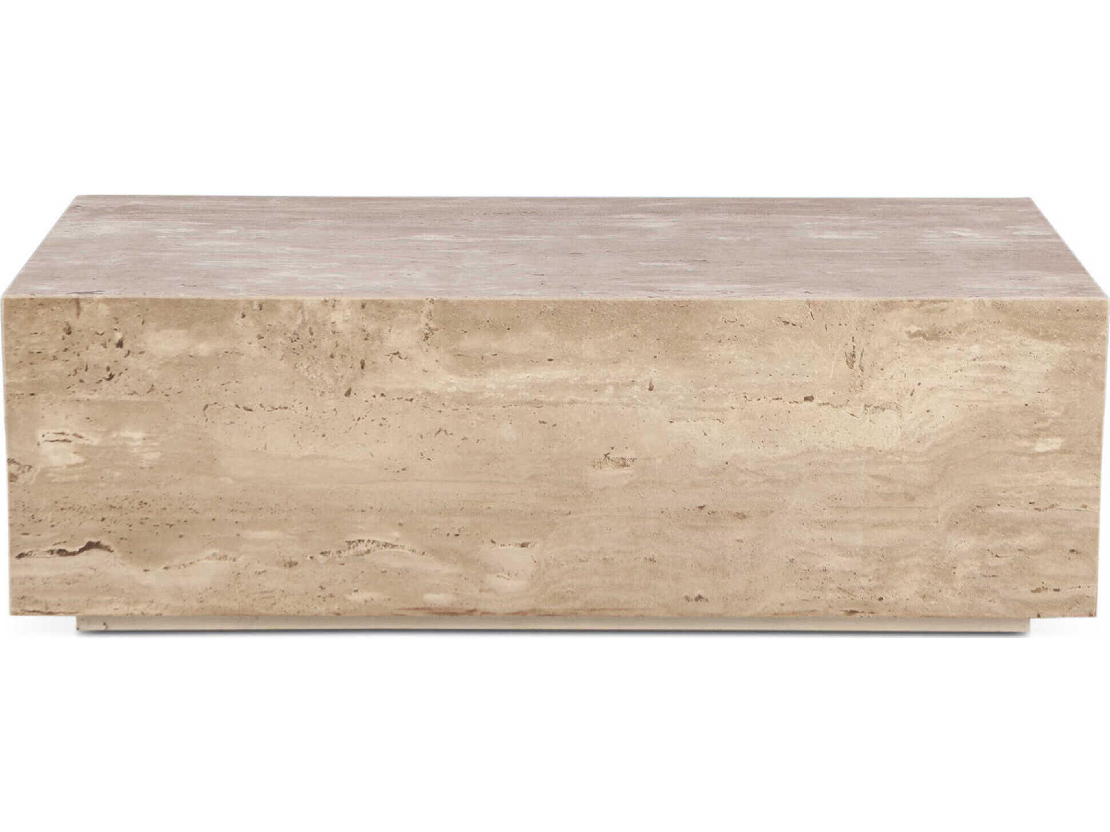 World Interiors Giza Rectangular Stone Travertine Coffee Table