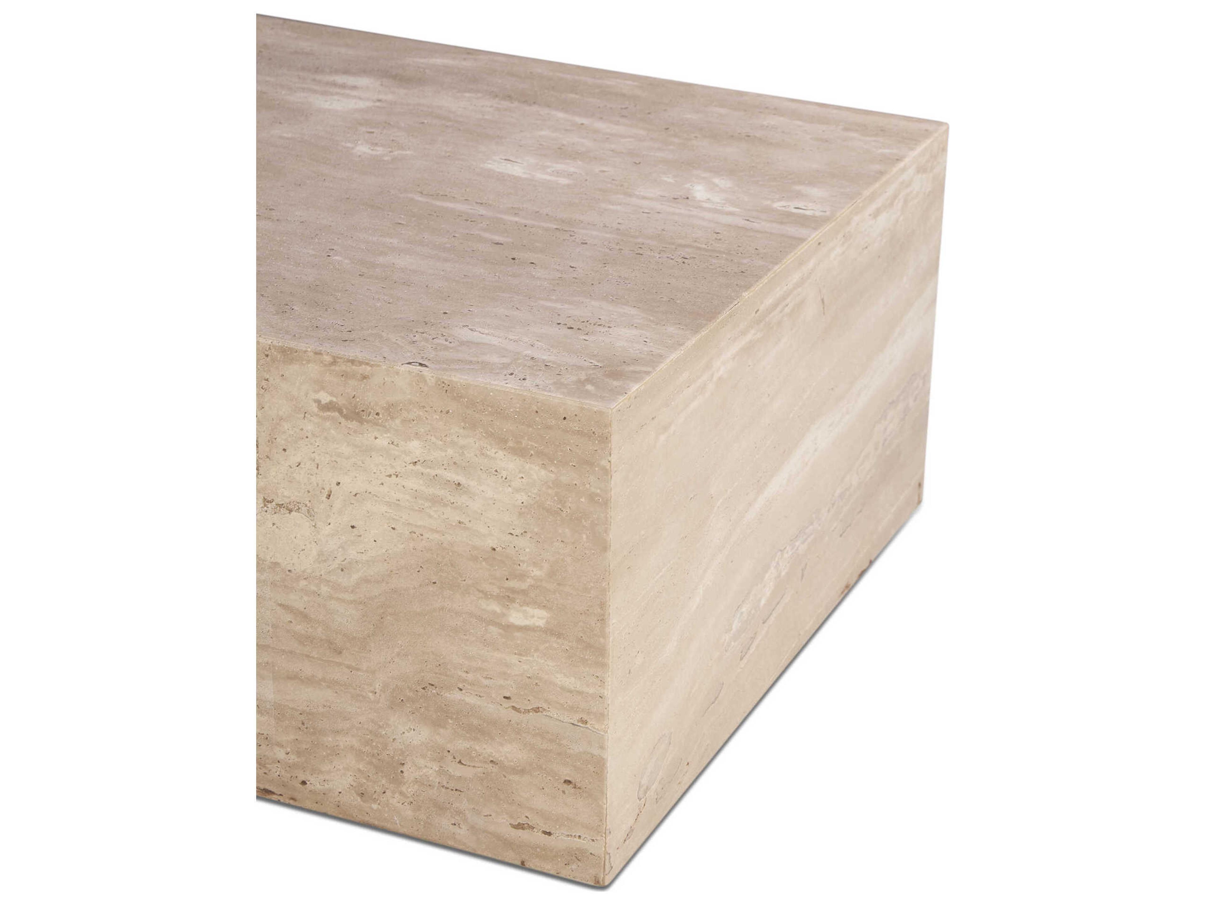 World Interiors Giza Rectangular Stone Travertine Coffee Table