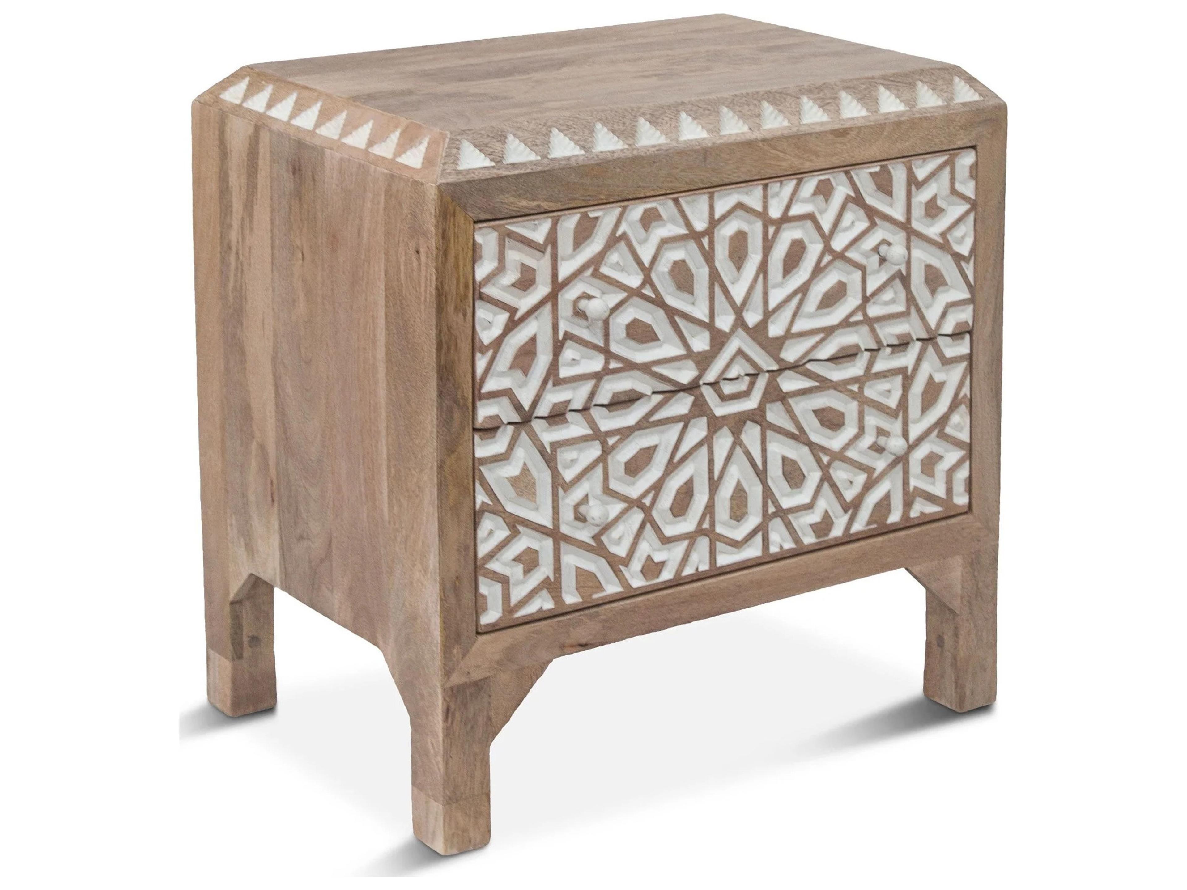 Haveli 2-Drawers Natural Mango Wood Nightstand