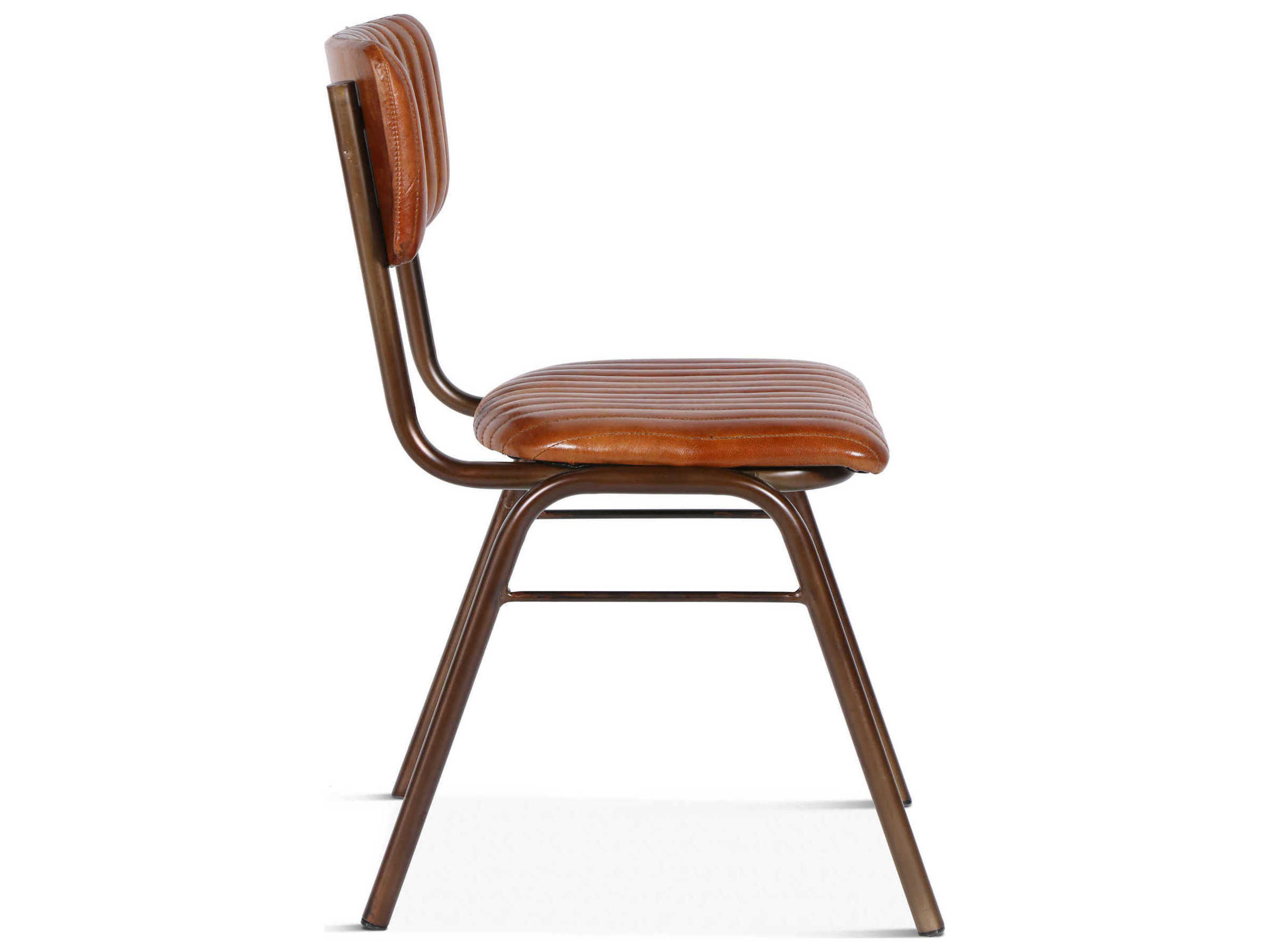 World Interiors Hudson Leather Brown Upholstered Side Dining Chair