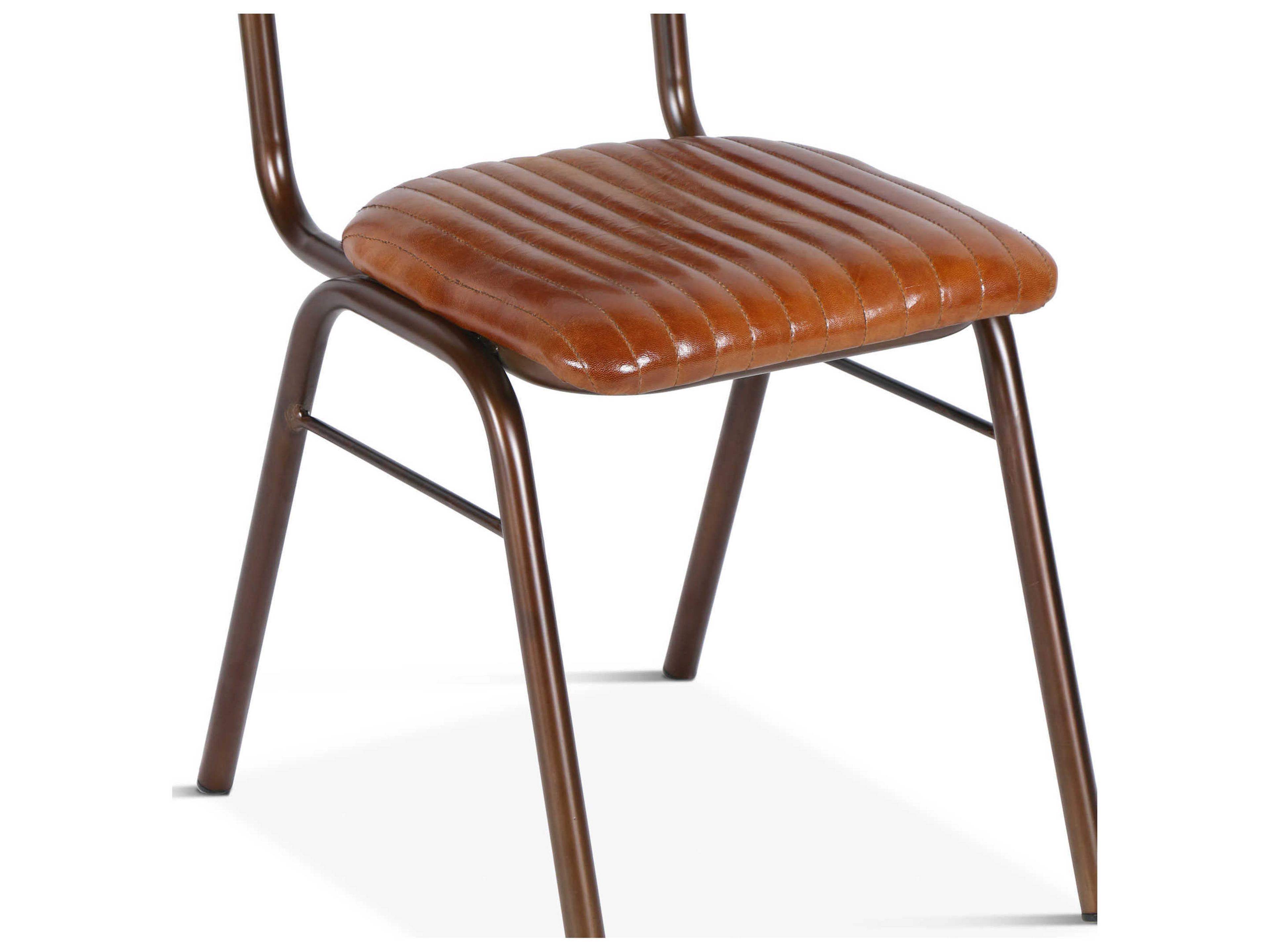 World Interiors Hudson Leather Brown Upholstered Side Dining Chair