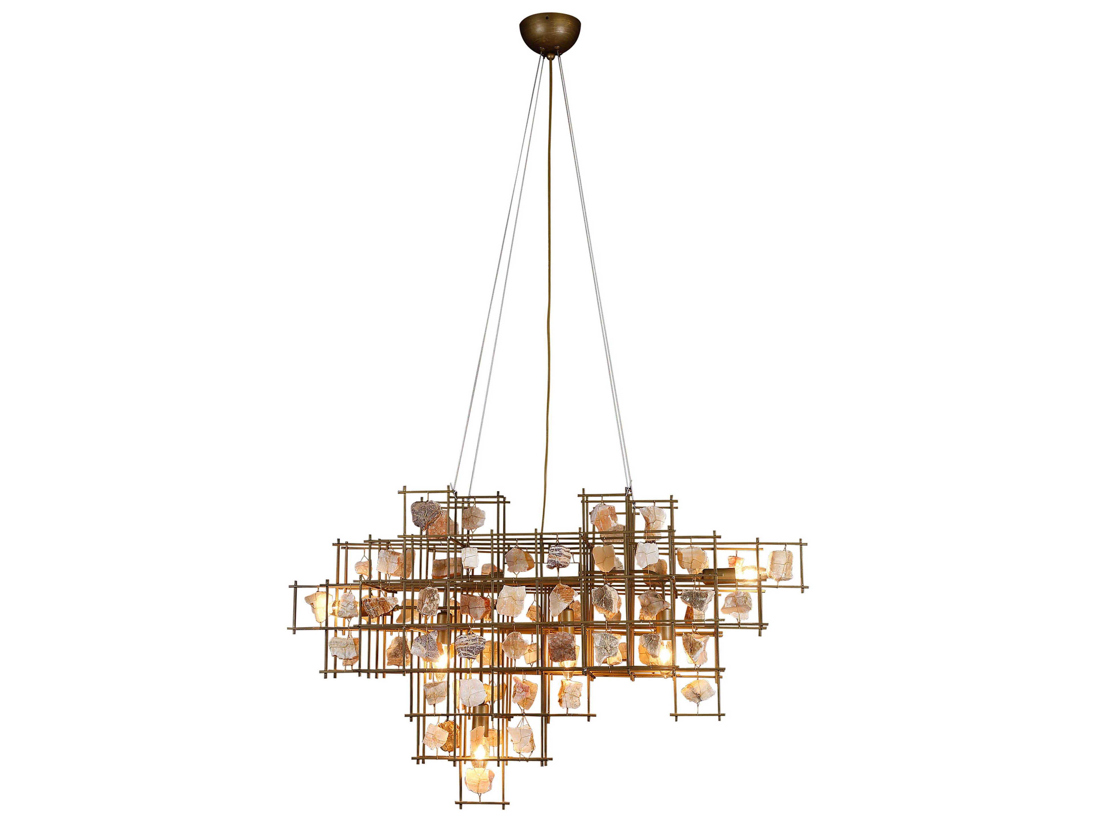 World Interiors Heritage 6-Light Matte Black Geometric Island Pendant