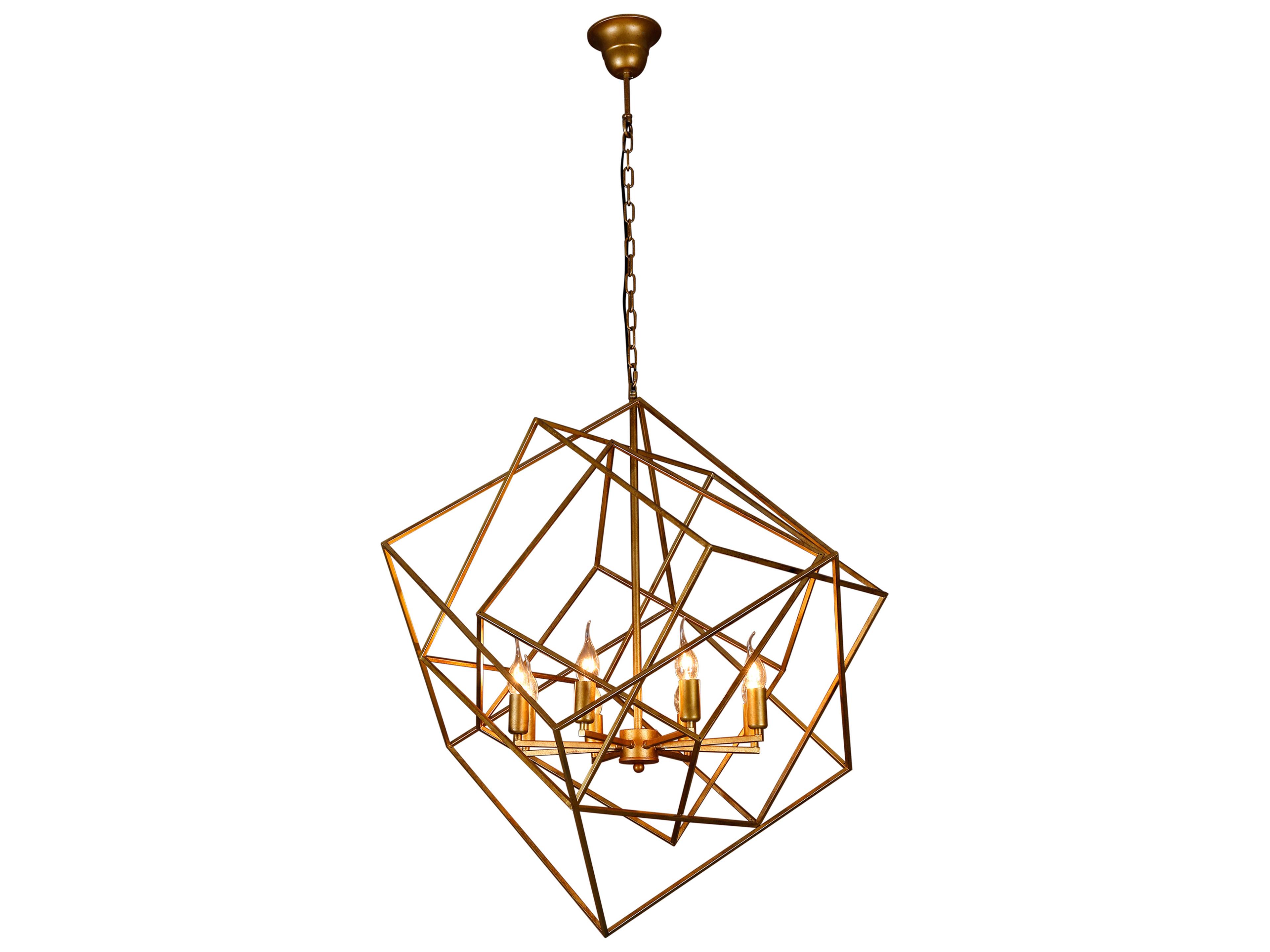 World Interiors Heritage 8-Light Brass Geometric Pendant