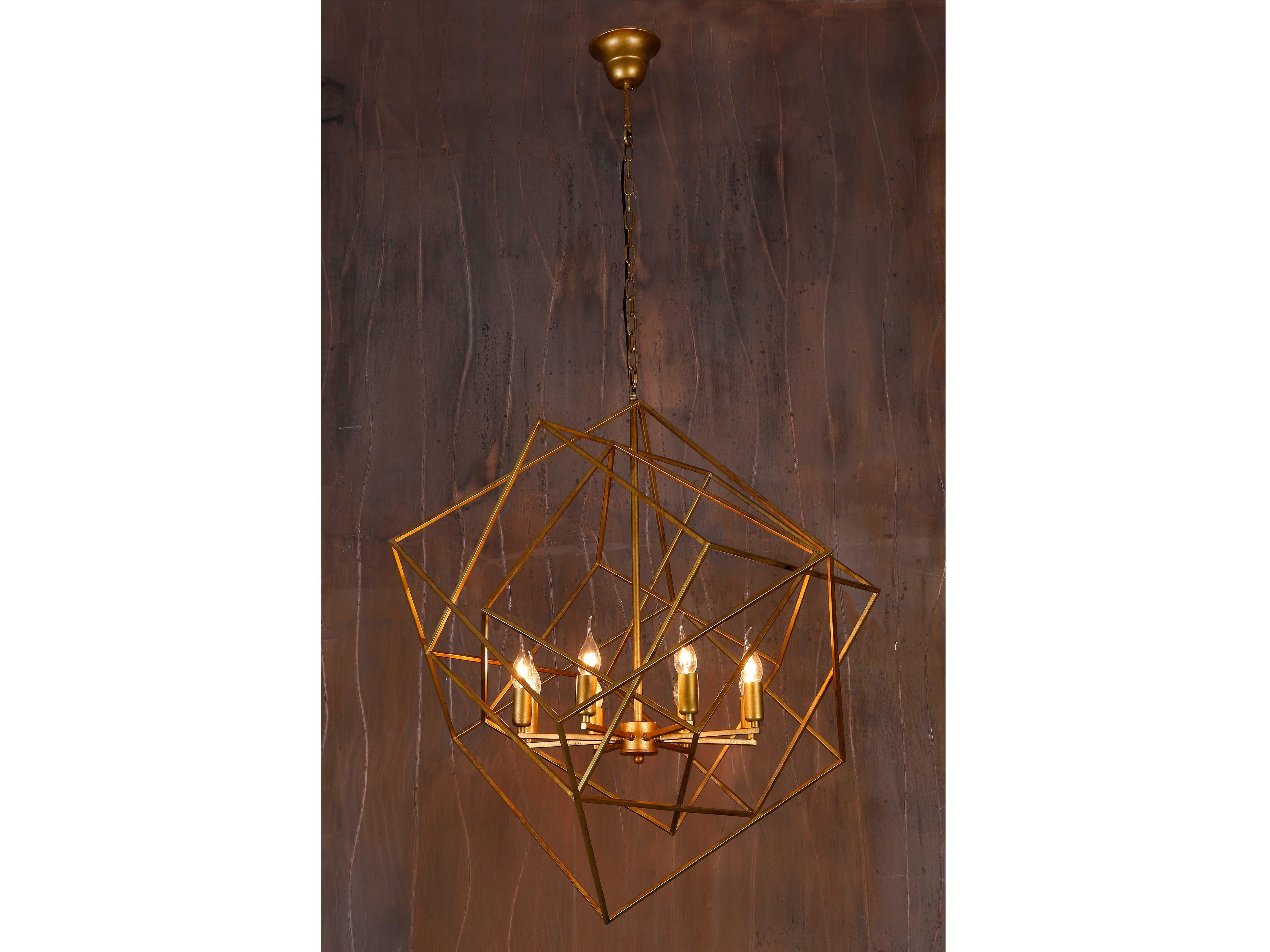 World Interiors Heritage 8-Light Brass Geometric Pendant