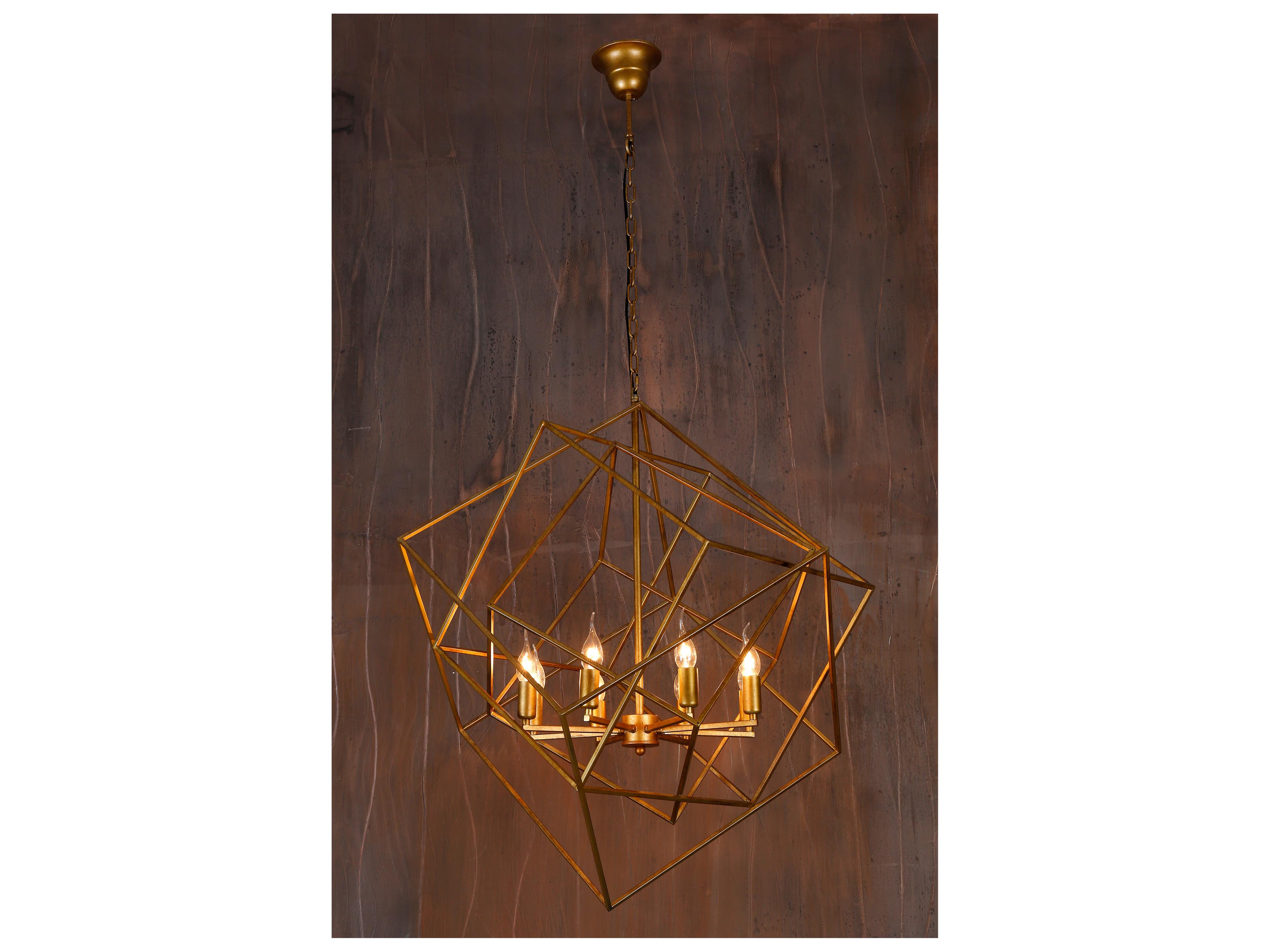 World Interiors Heritage 8-Light Brass Geometric Pendant