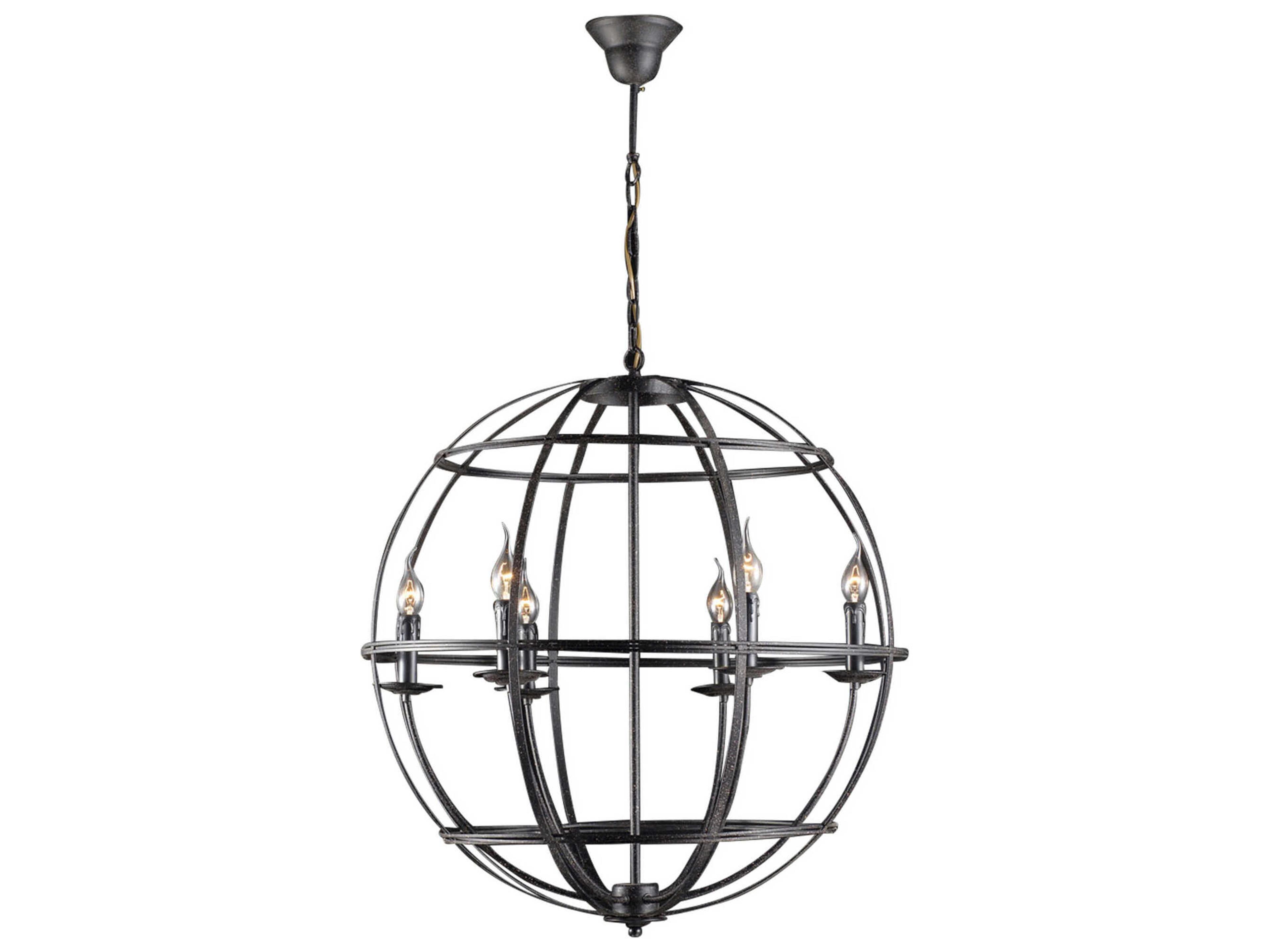 Heritage 6-Light Matte Black Globe Pendant