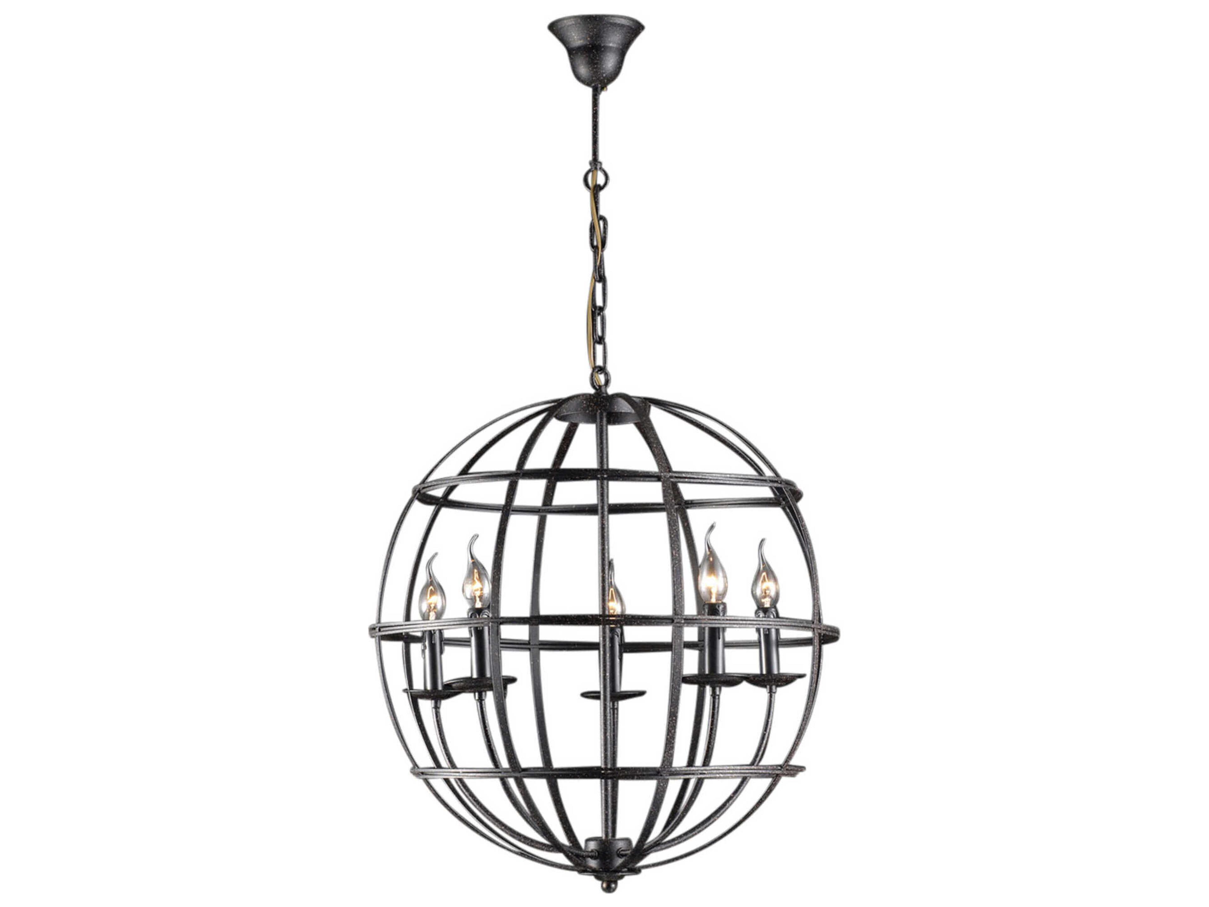Heritage 5-Light Matte Black Globe Pendant