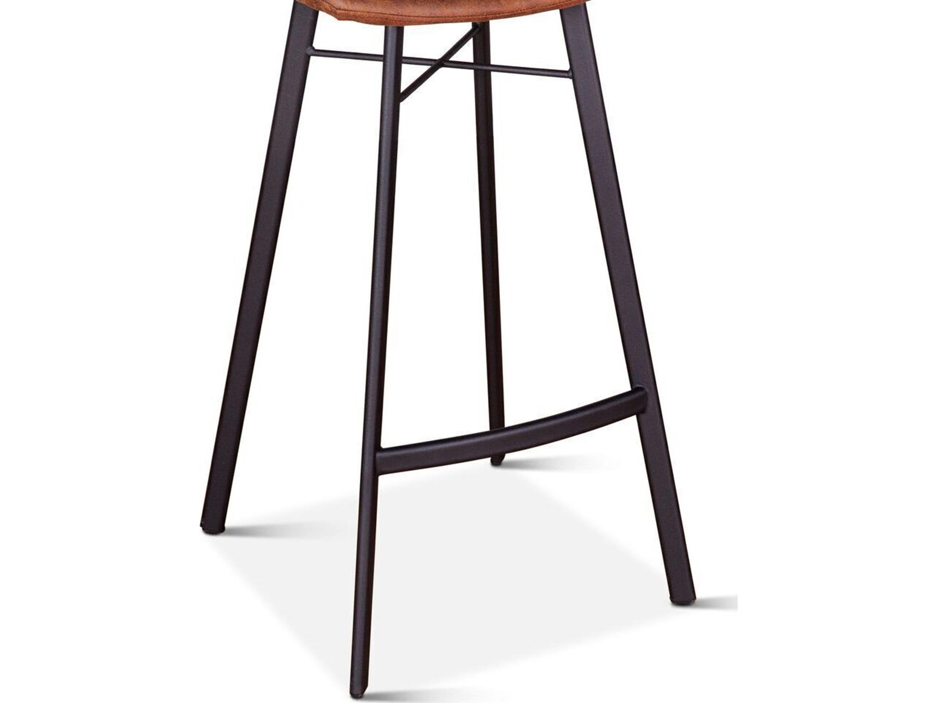 World Interiors Hudson Trapper Brown Matte Black Leather Bar Stool