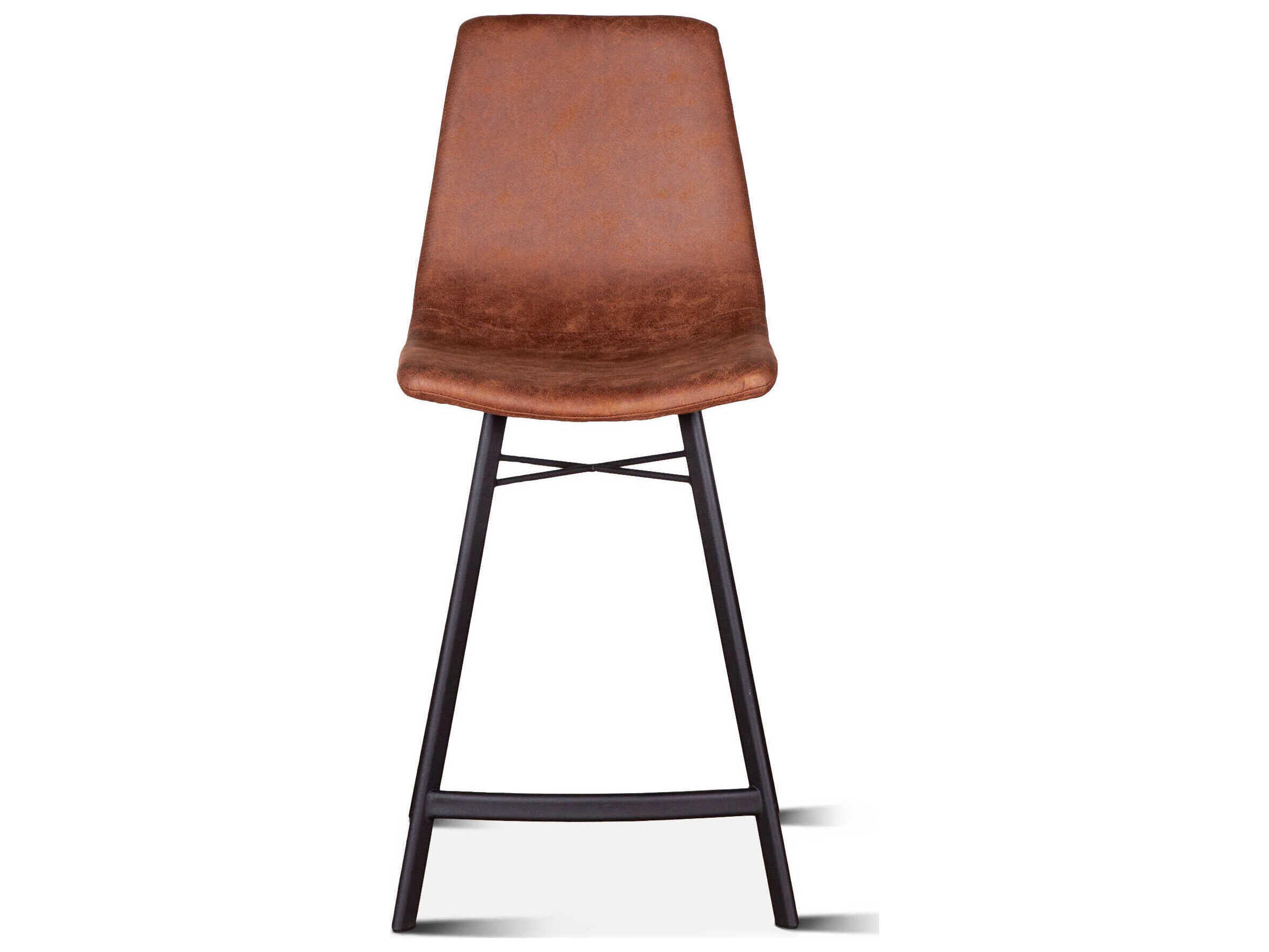 World Interiors Hudson Charcoal Matte Black Microfiber Upholstered Counter Stool