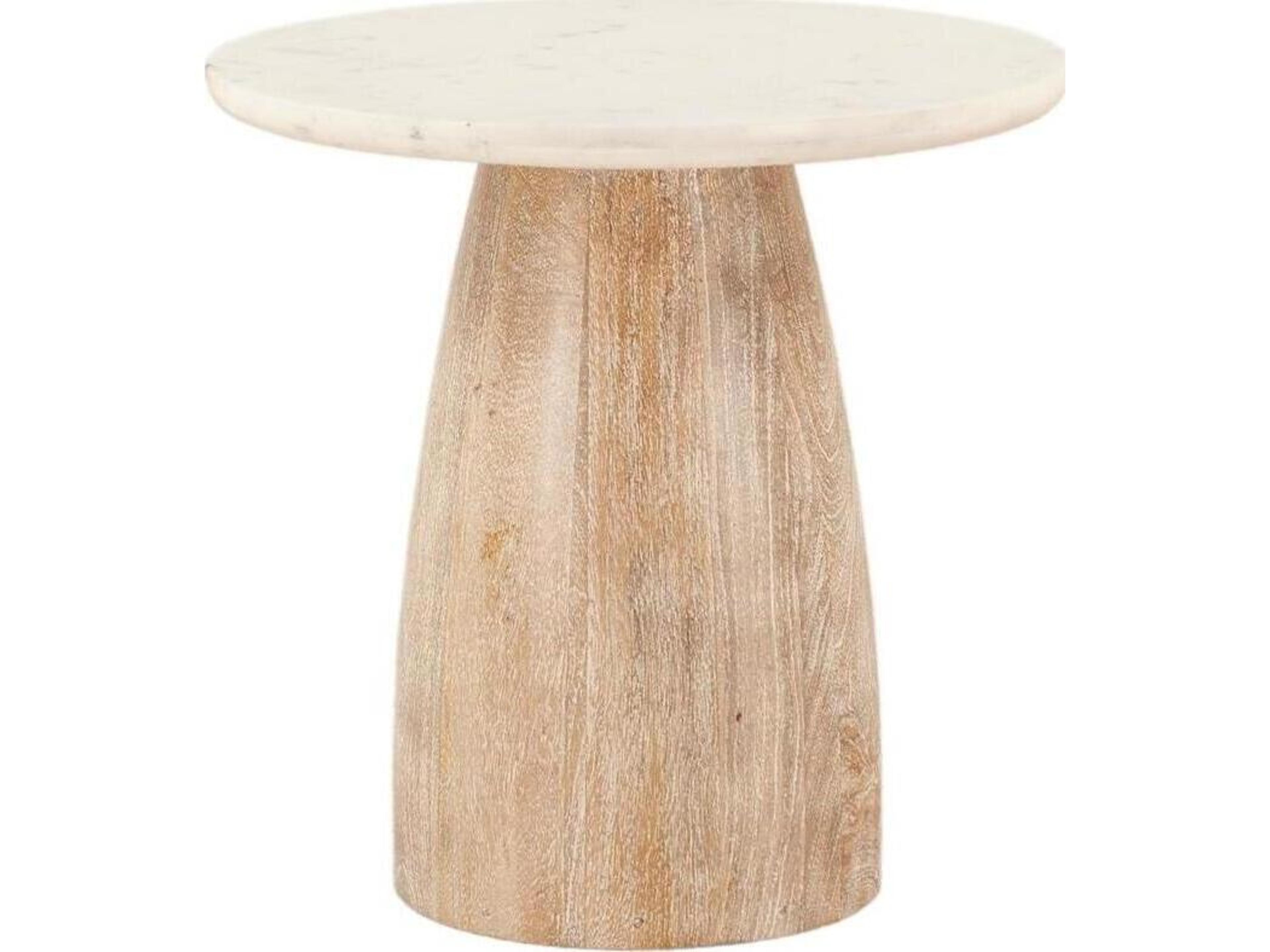 Palm Desert White Wash Round Wood Bar Table