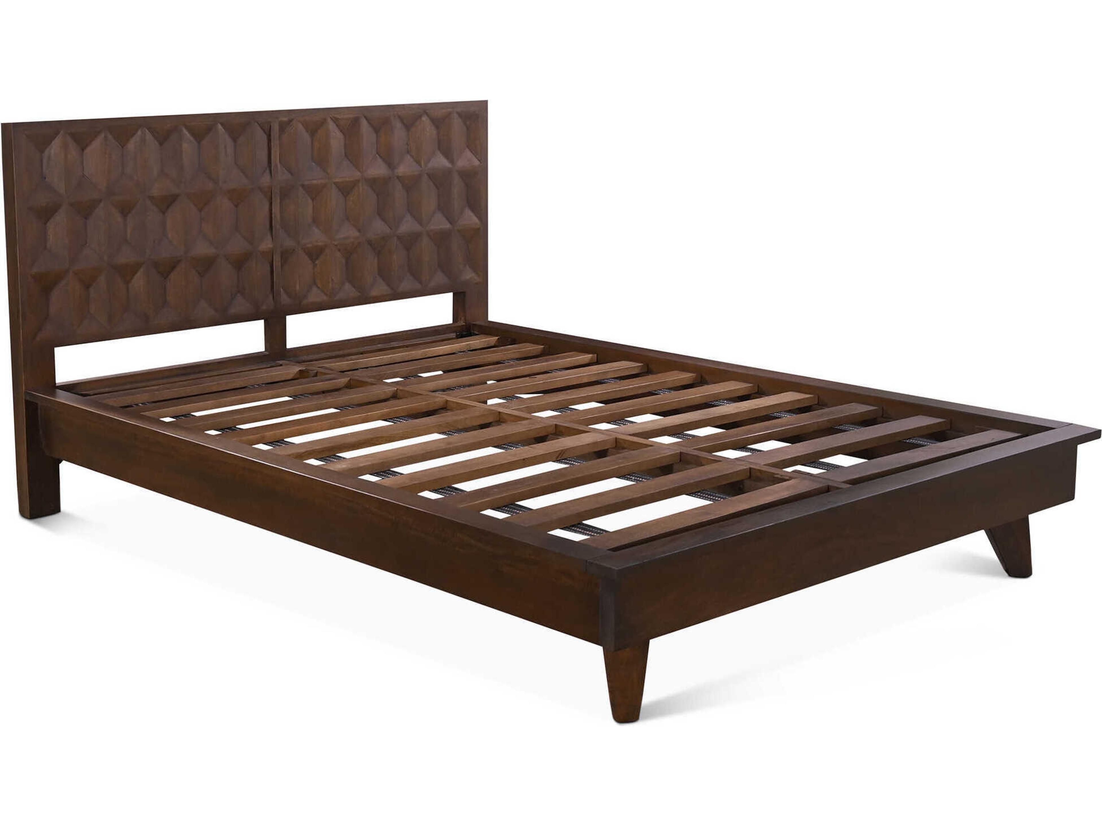 Lisbon Royal Brown Mango Wood King Platform Bed