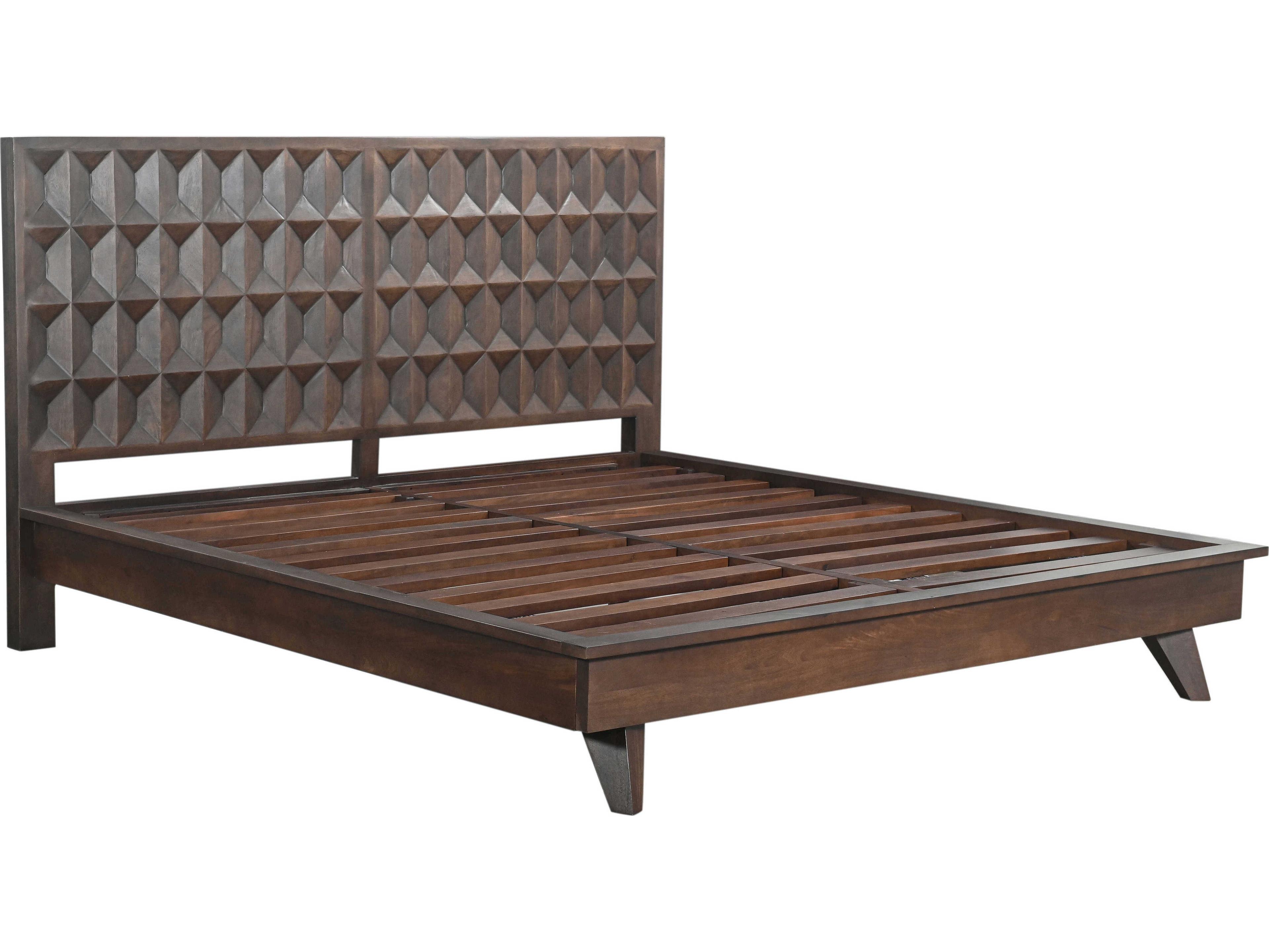 Lisbon Royal Brown Mango Wood Queen Platform Bed