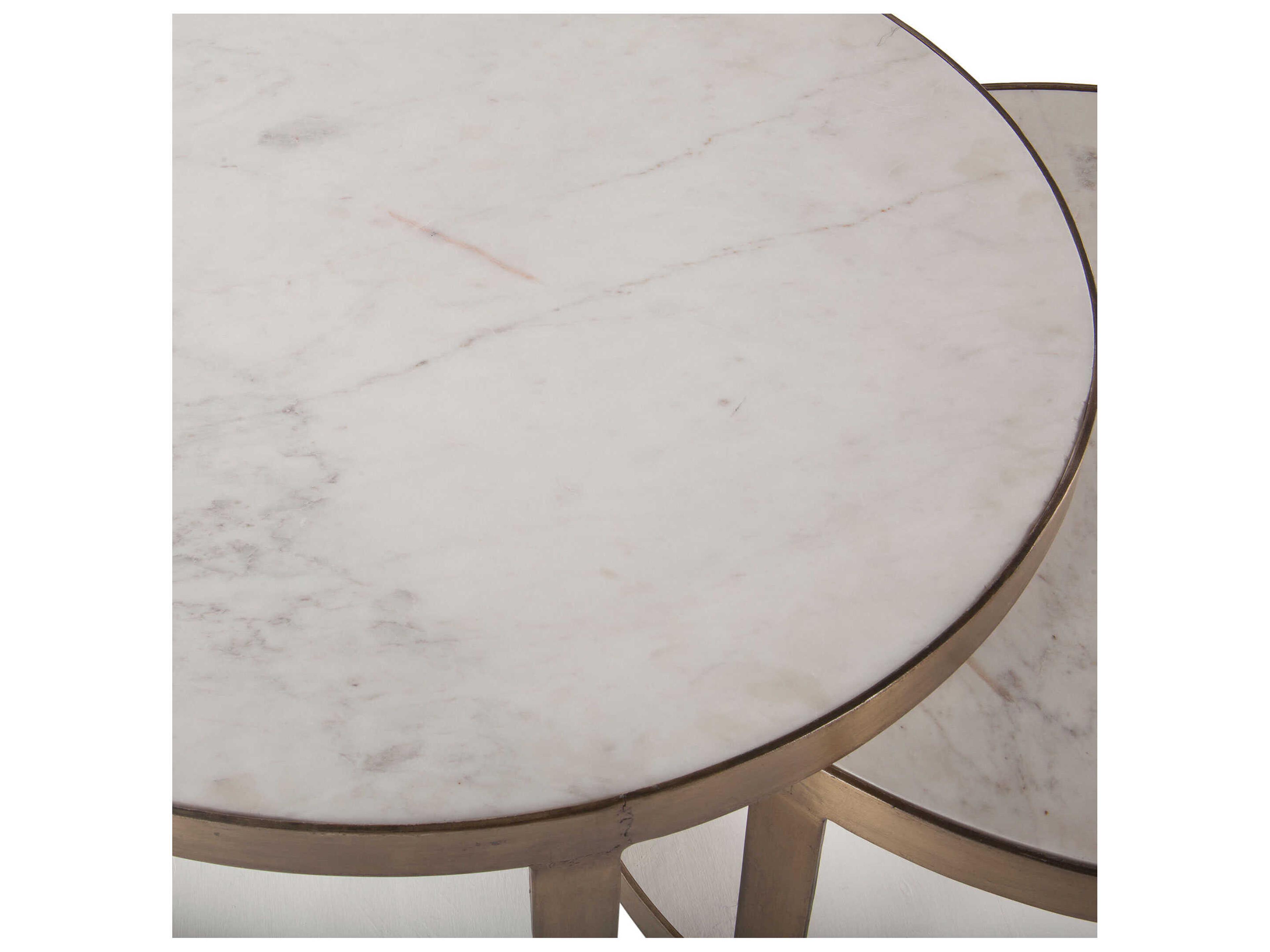 World Interiors Leonardo Round Marble Antique Bronze Coffee Table