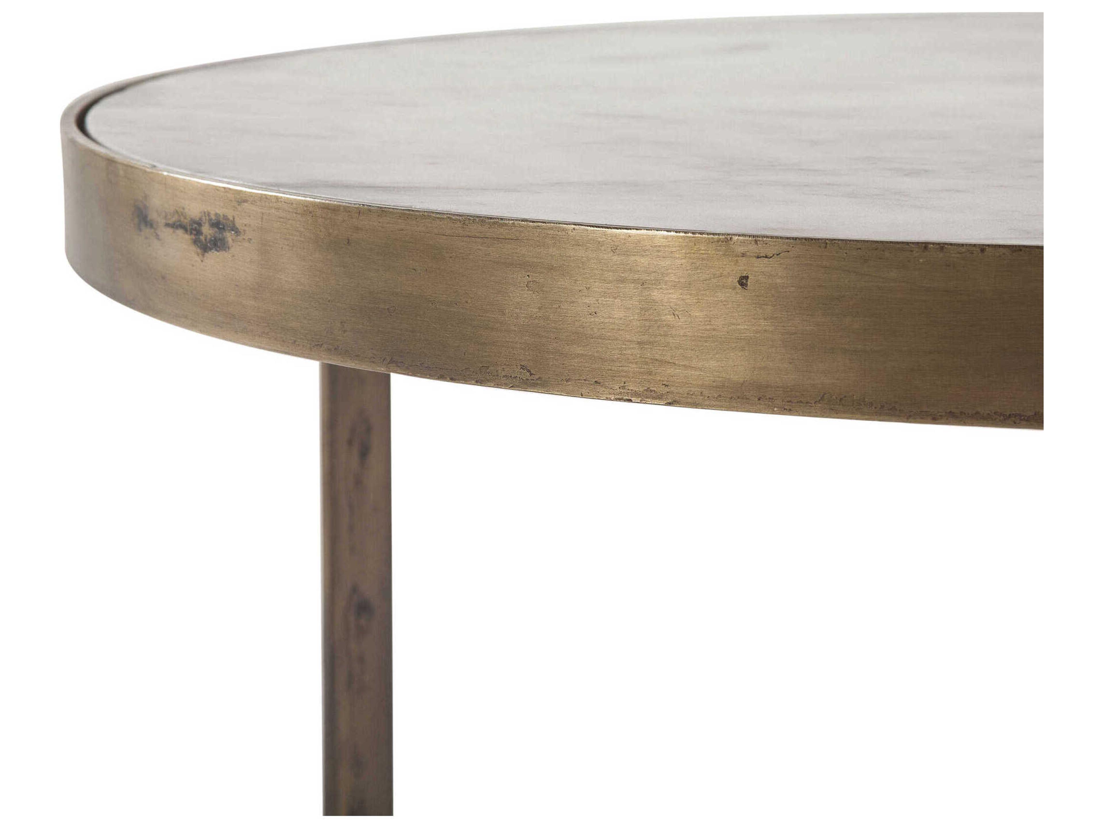 World Interiors Leonardo Round Marble Antique Bronze Coffee Table