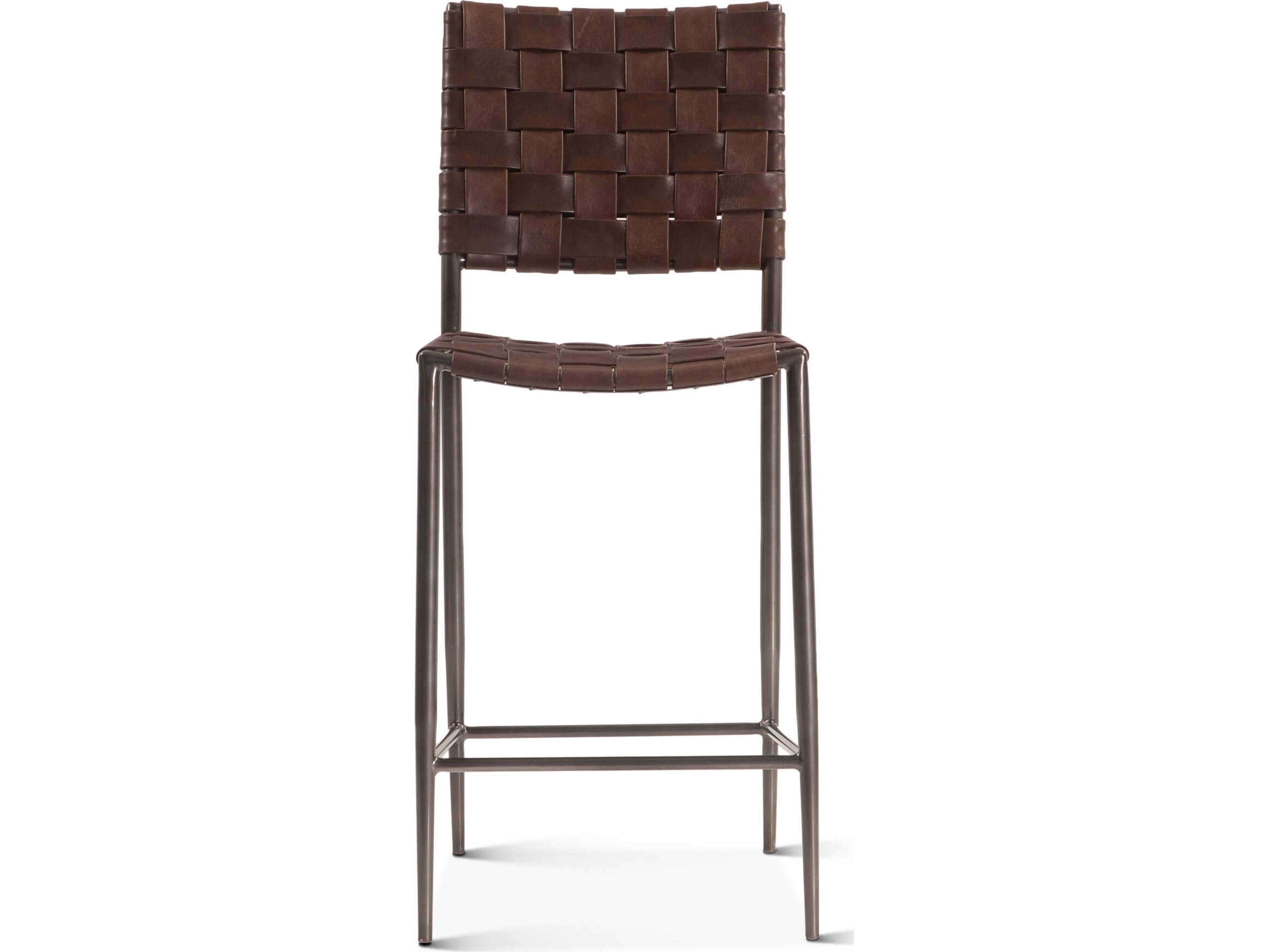World Interiors Lund Brown Leather Counter Stool