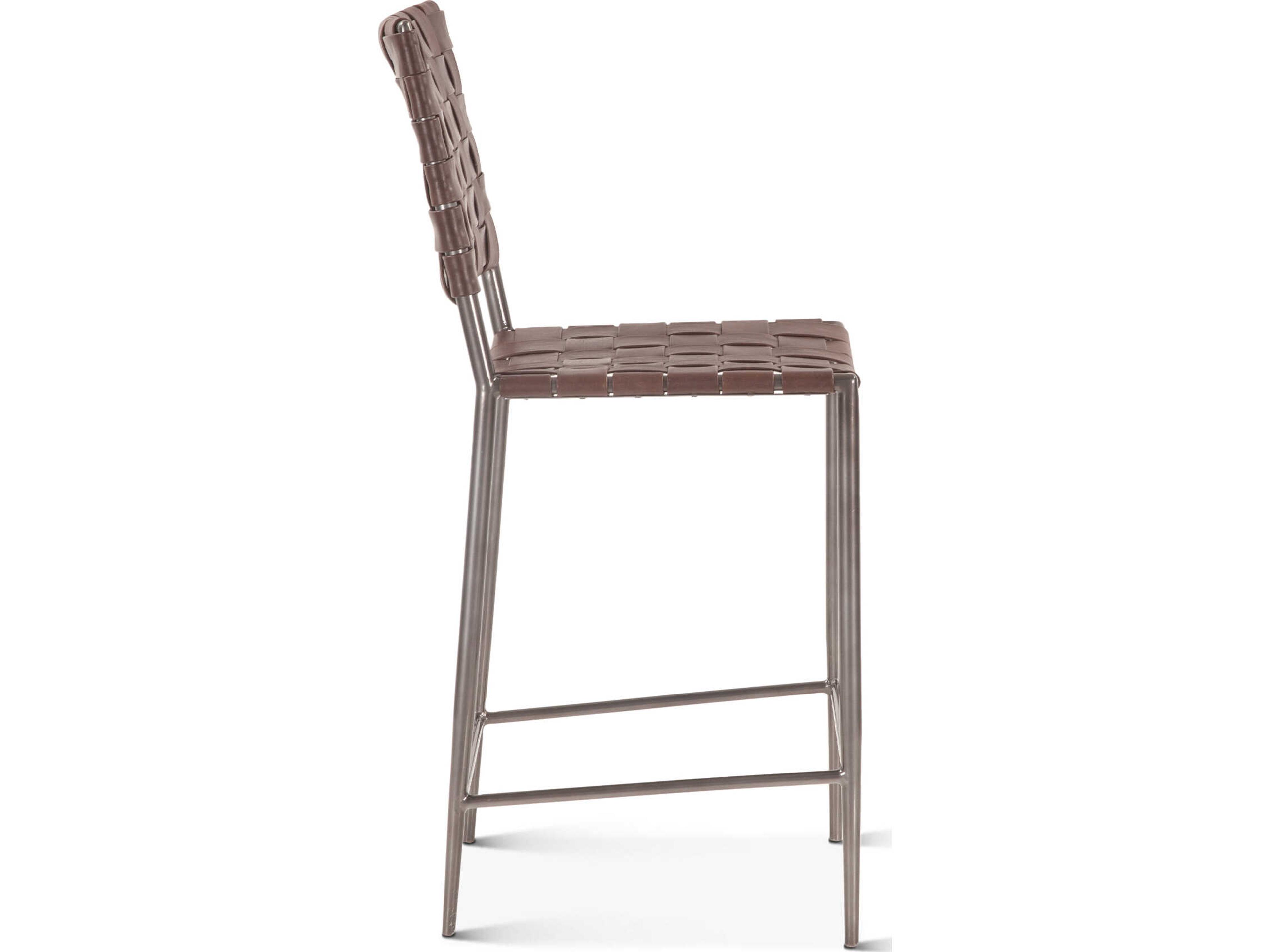 World Interiors Lund Brown Leather Counter Stool