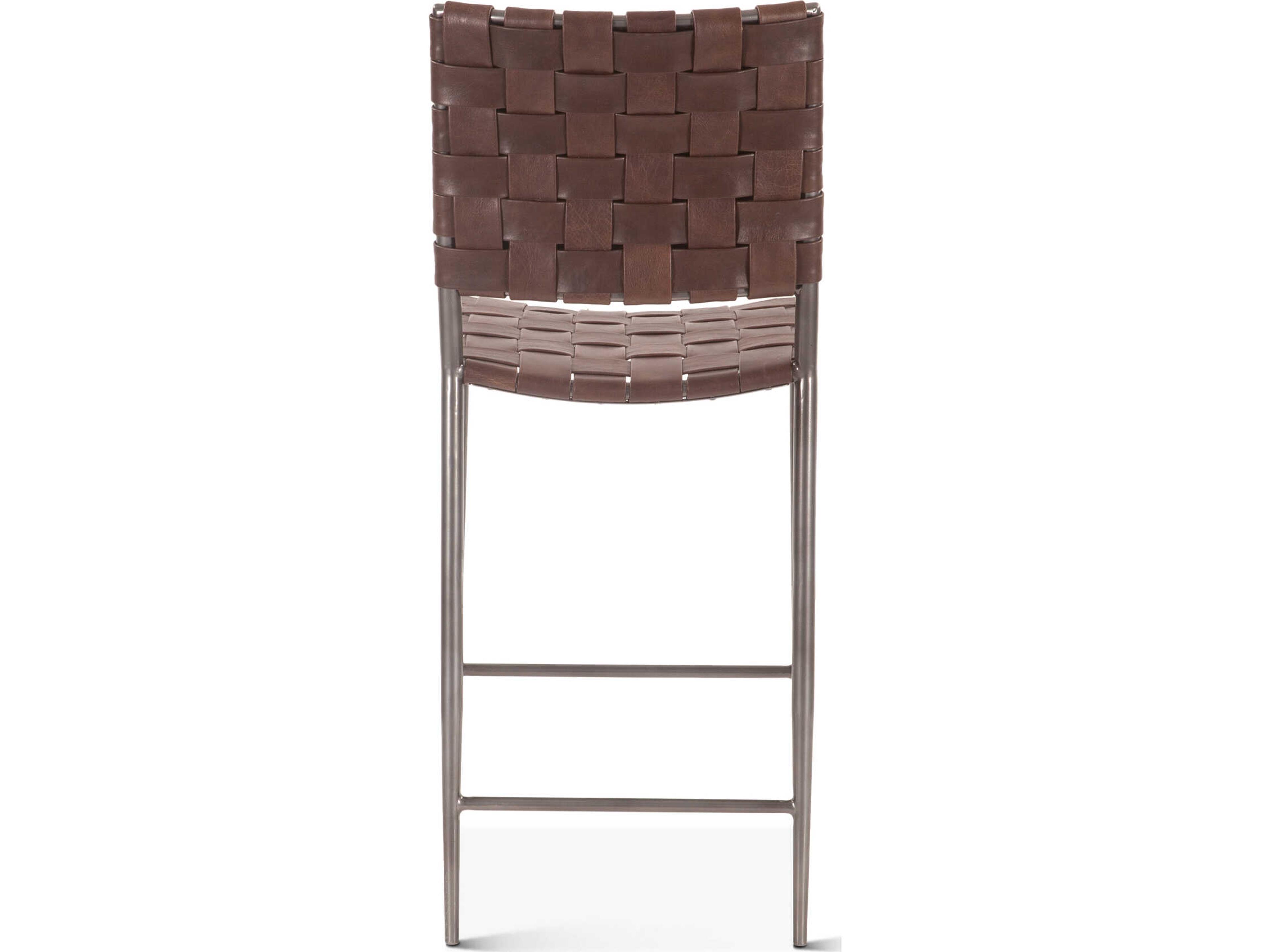 World Interiors Lund Brown Leather Counter Stool