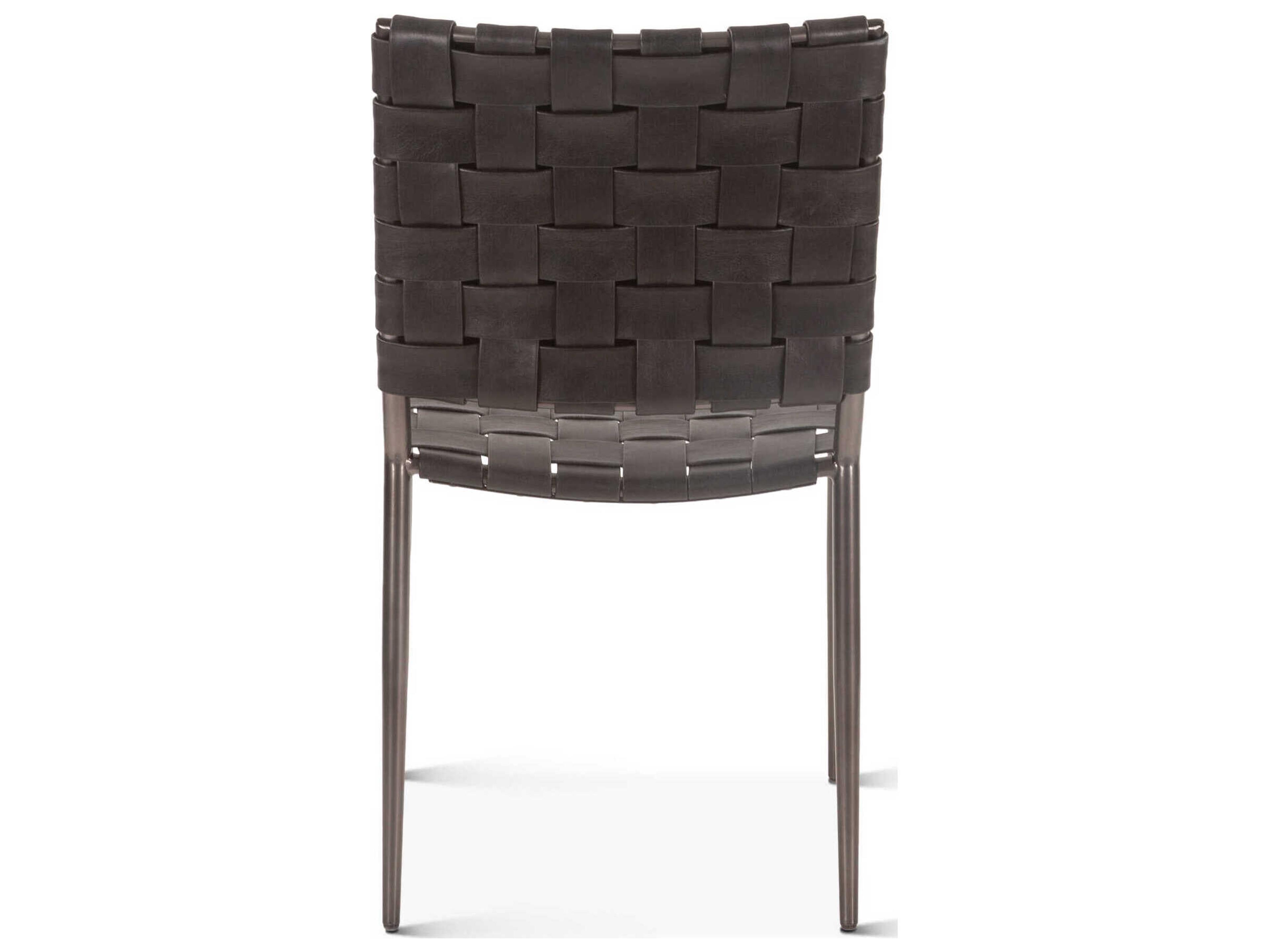 World Interiors Lund Black Leather Side Dining Chair
