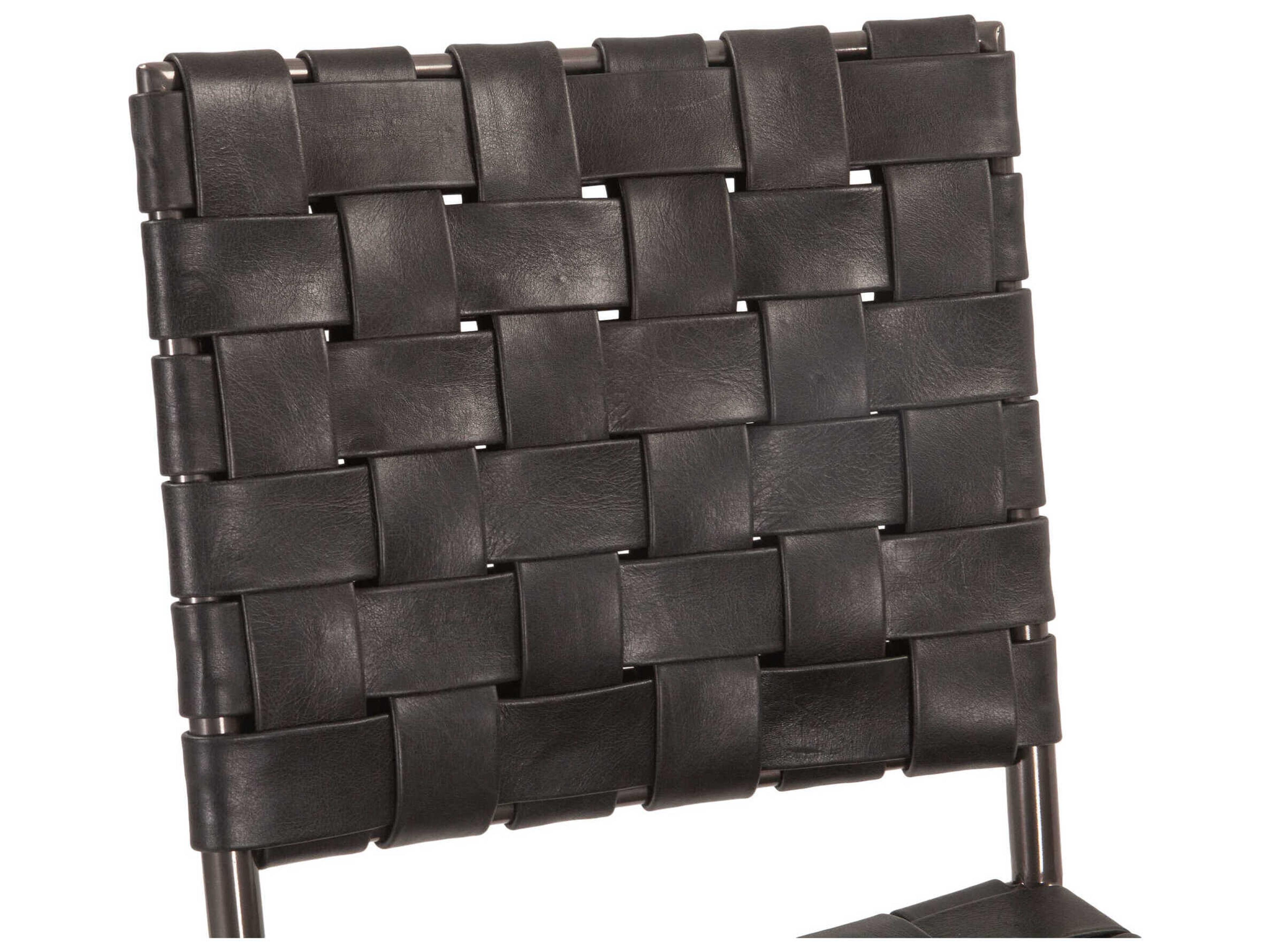 World Interiors Lund Black Leather Side Dining Chair